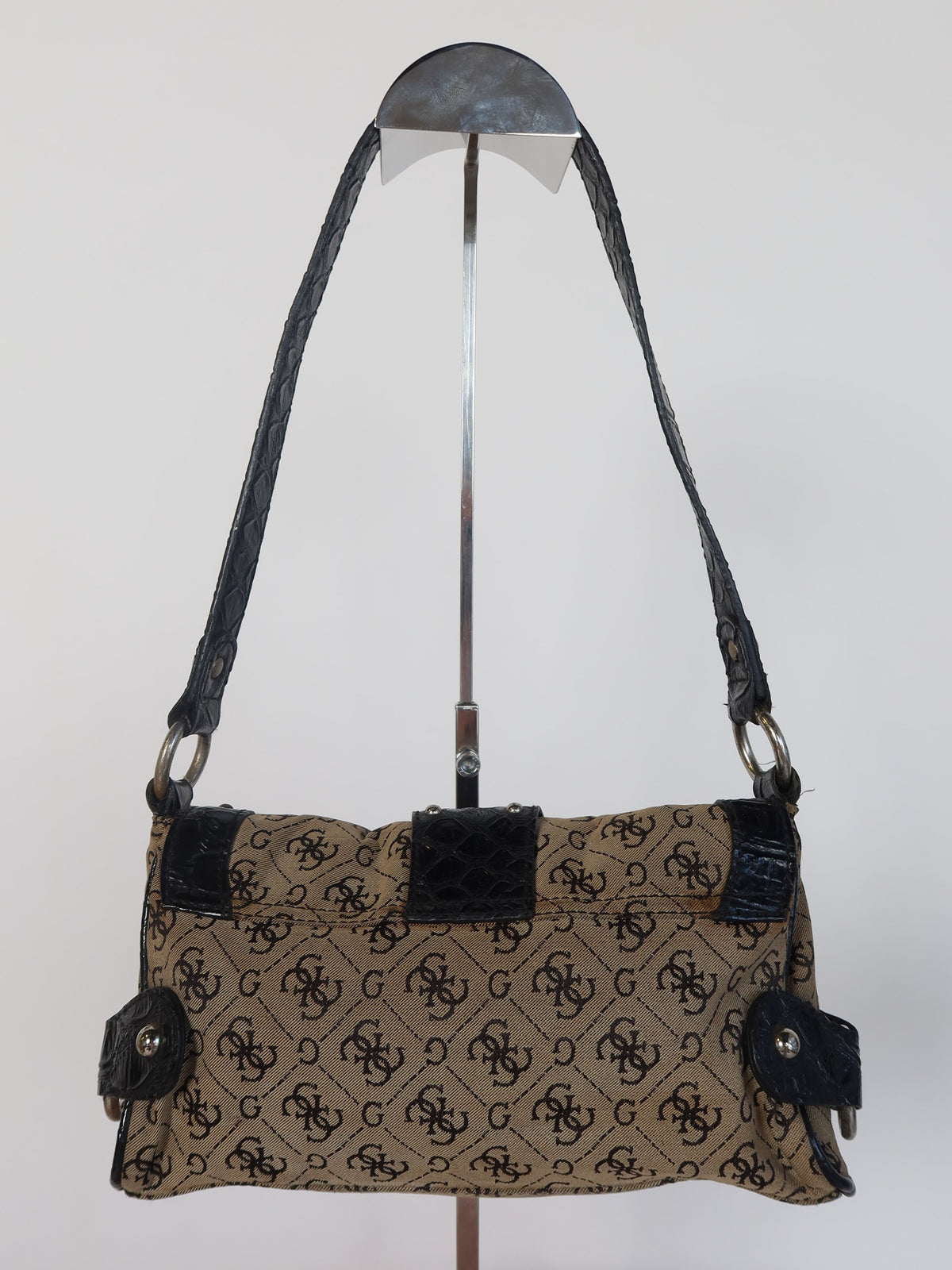 Guess Monogram Studded Flap Bag