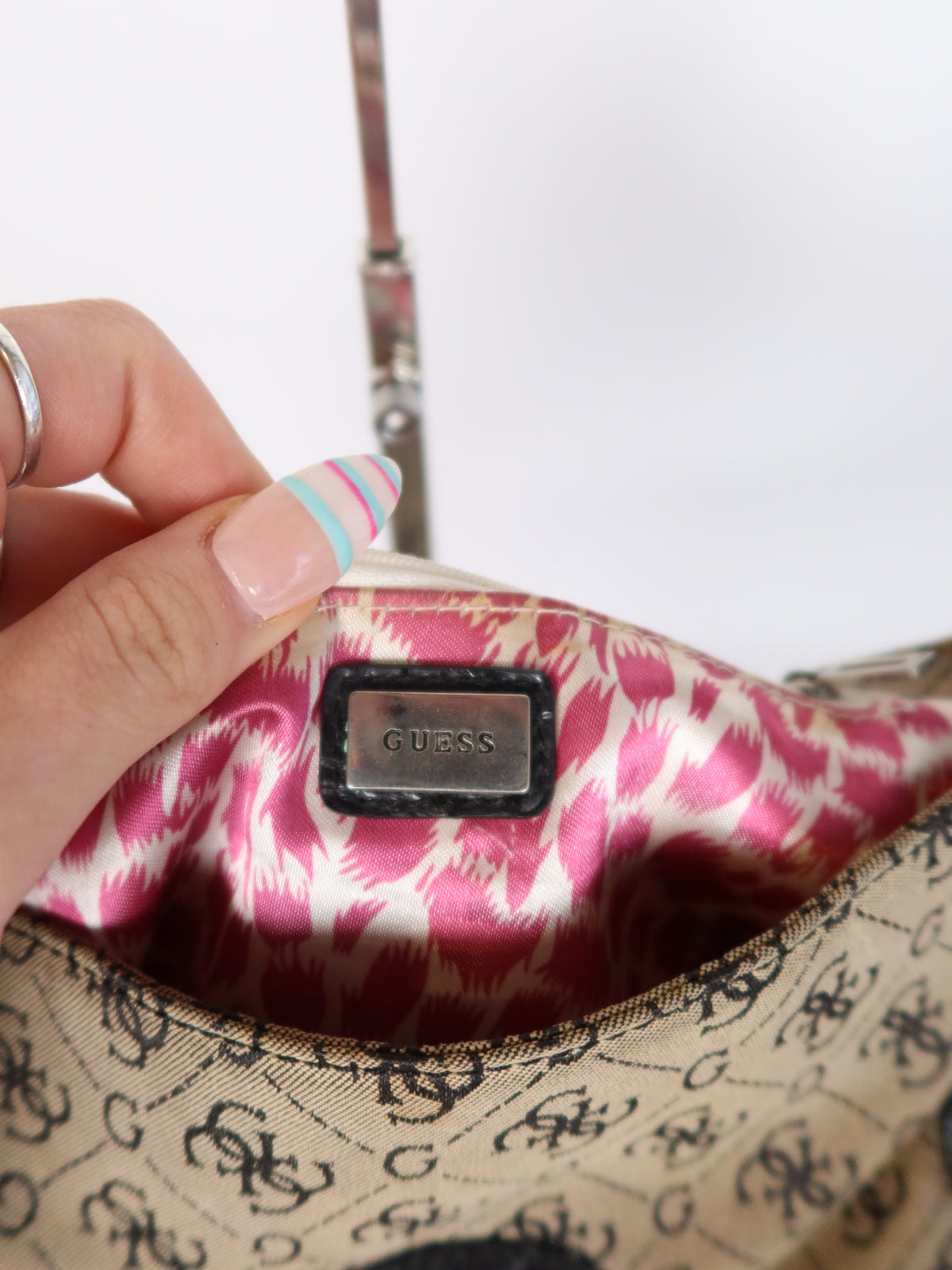 Guess Monogram Studded Flap Bag