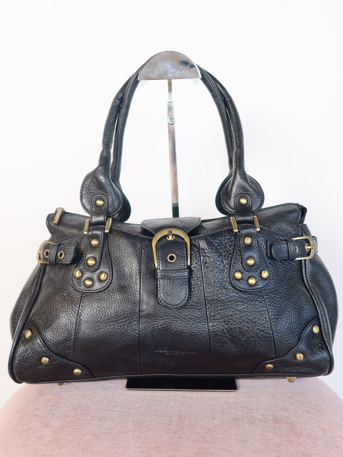 Studded Black Leather Handbag