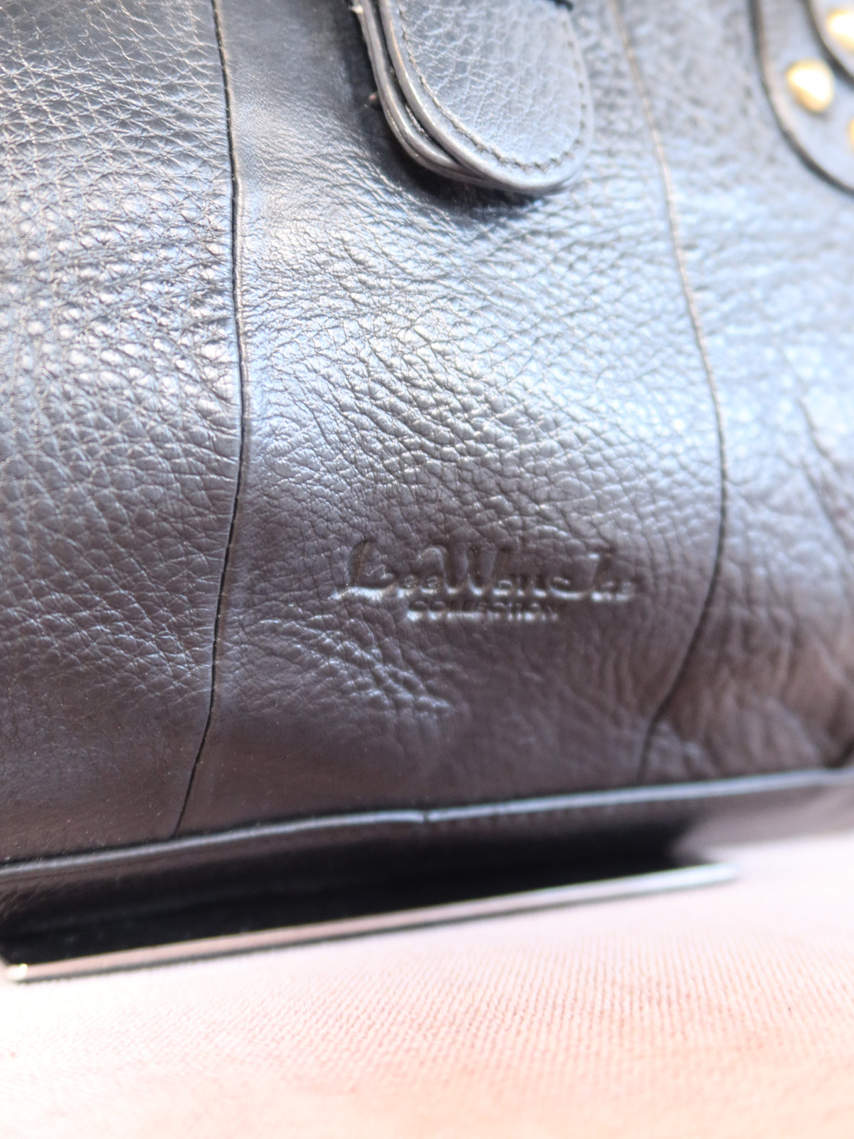 Studded Black Leather Handbag