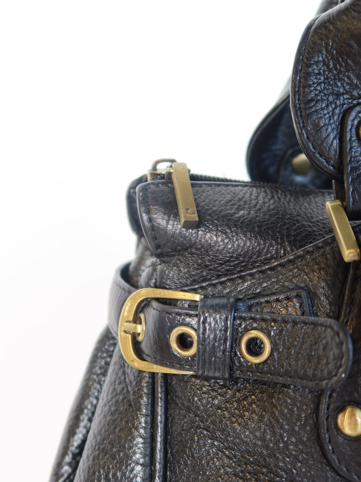 Studded Black Leather Handbag