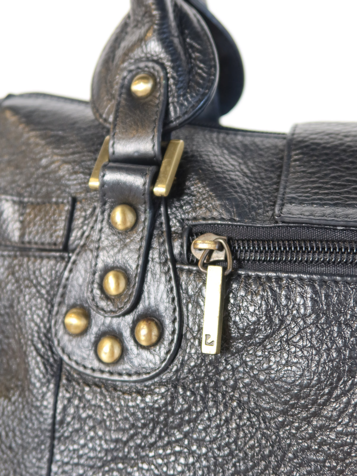 Studded Black Leather Handbag
