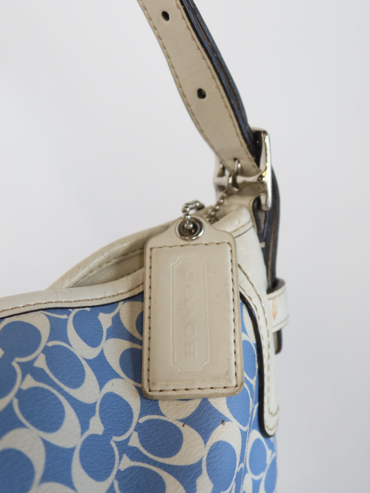 Coach Blue Signature Stripe Hobo Bag