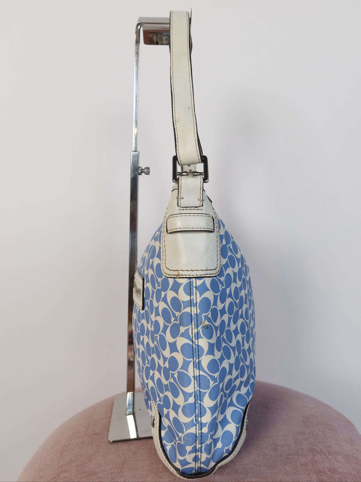 Coach Blue Signature Stripe Hobo Bag