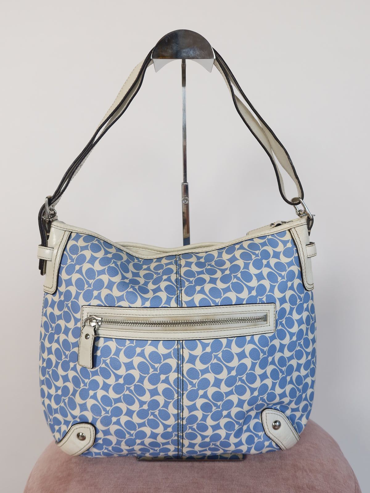 Coach Blue Signature Stripe Hobo Bag