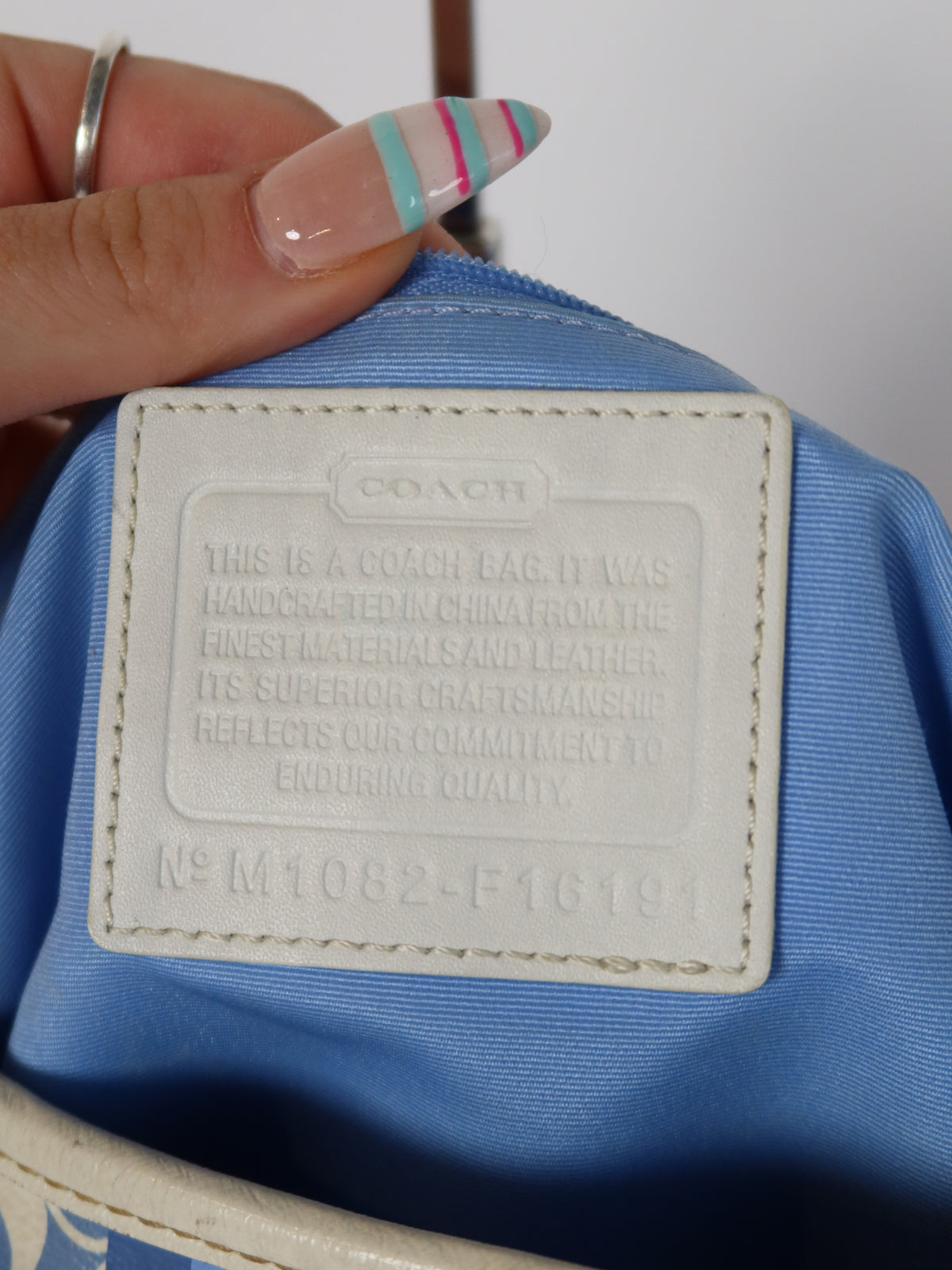 Coach Blue Signature Stripe Hobo Bag