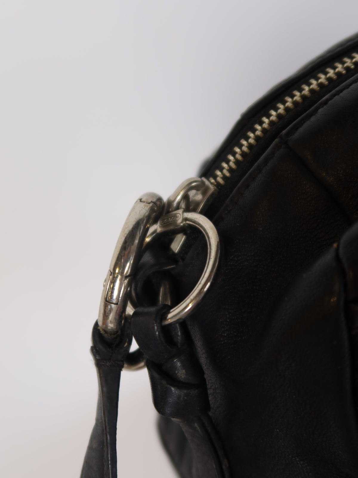 Coach Black Leather Turn-Lock Bag
