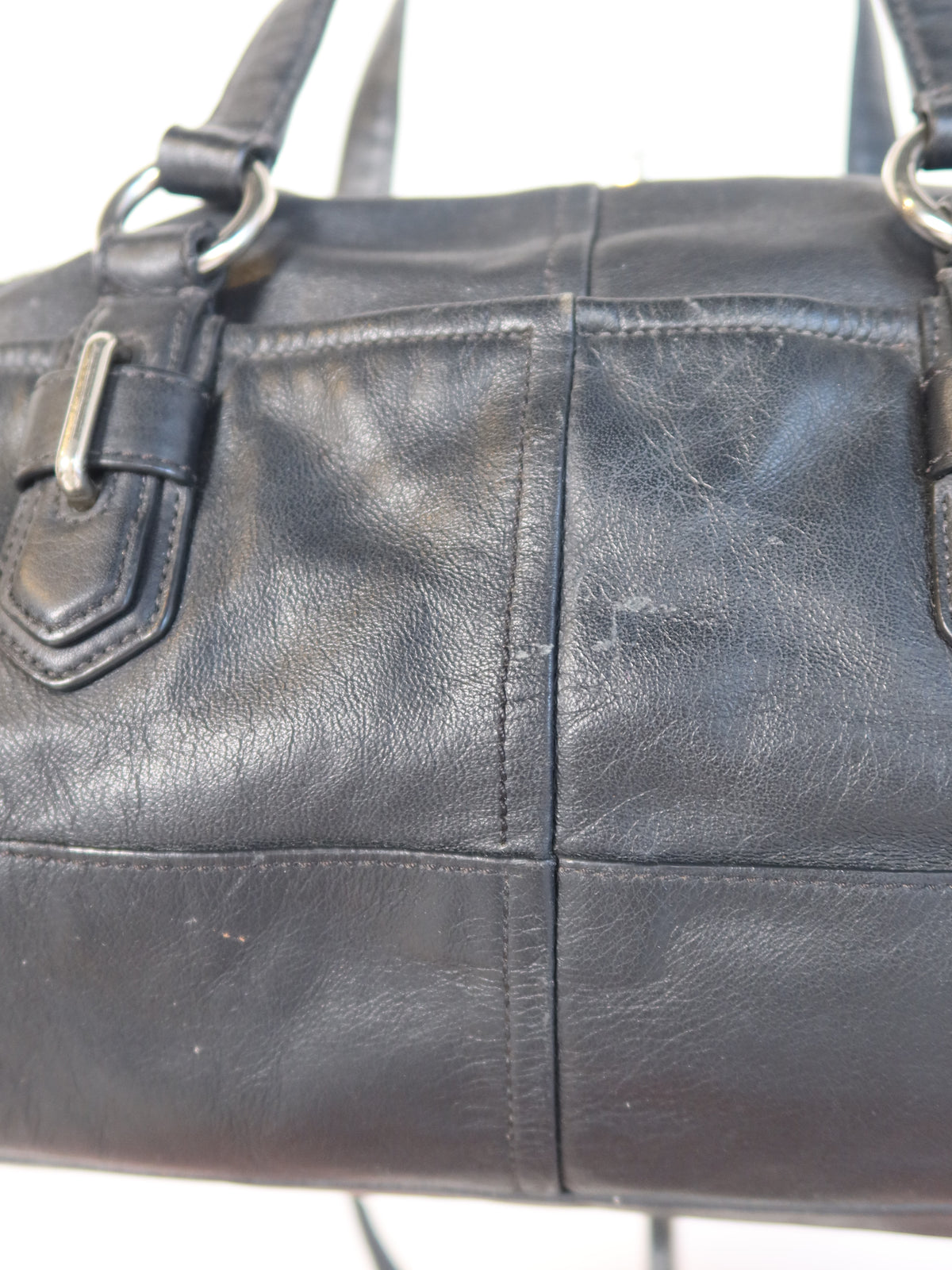 Coach Black Leather Turn-Lock Bag