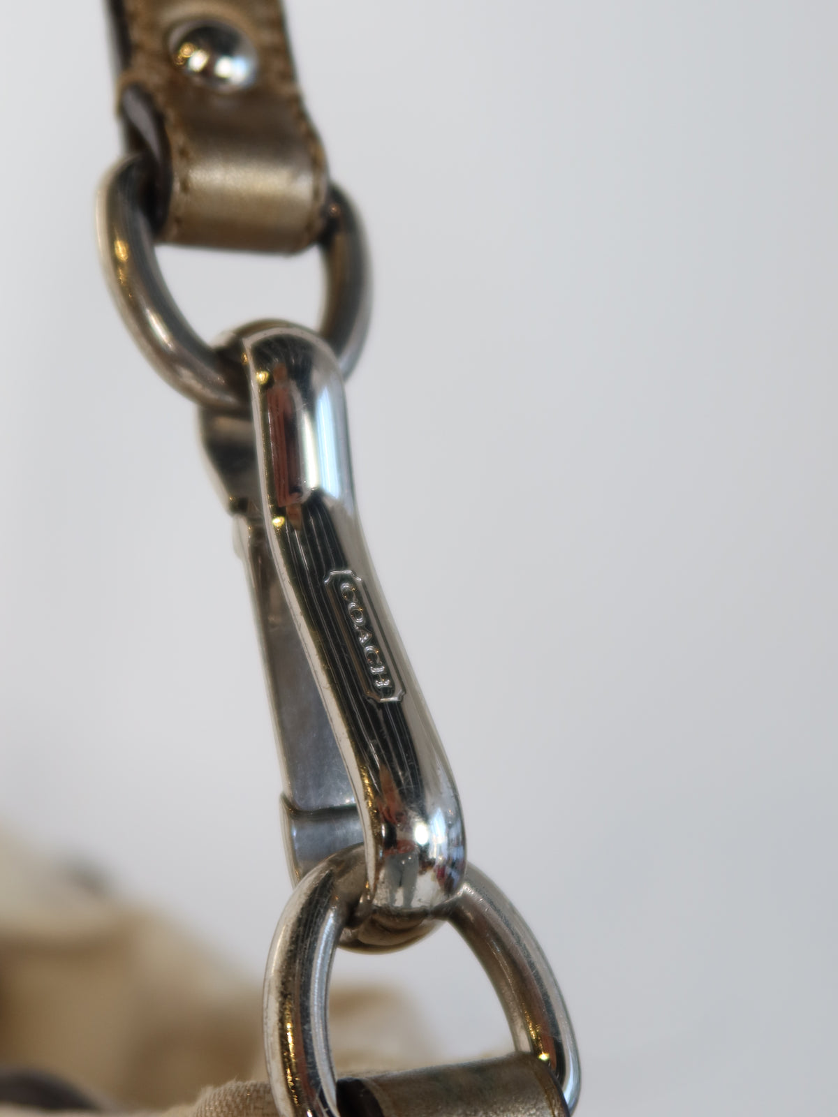 Coach Gold Metallic Signature Chain Hobo Bag
