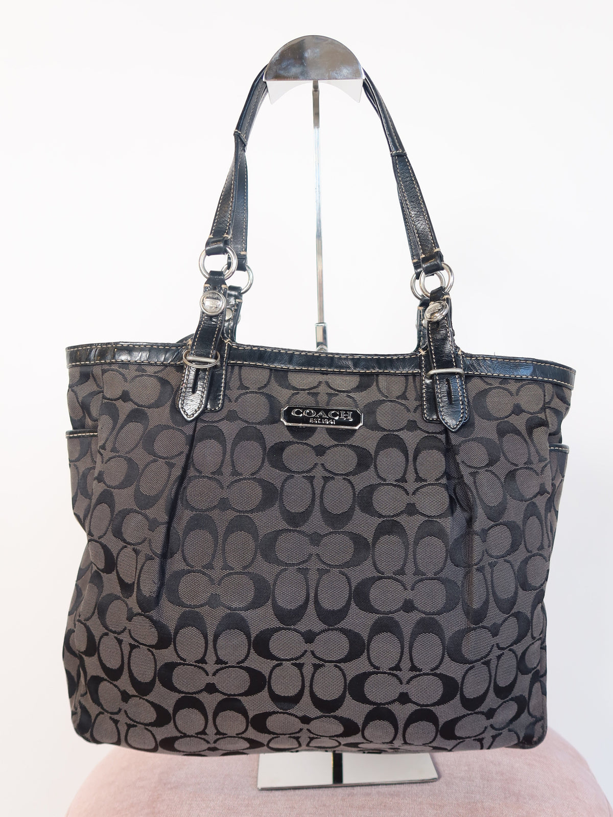 Coach Black Signature Tote Bag