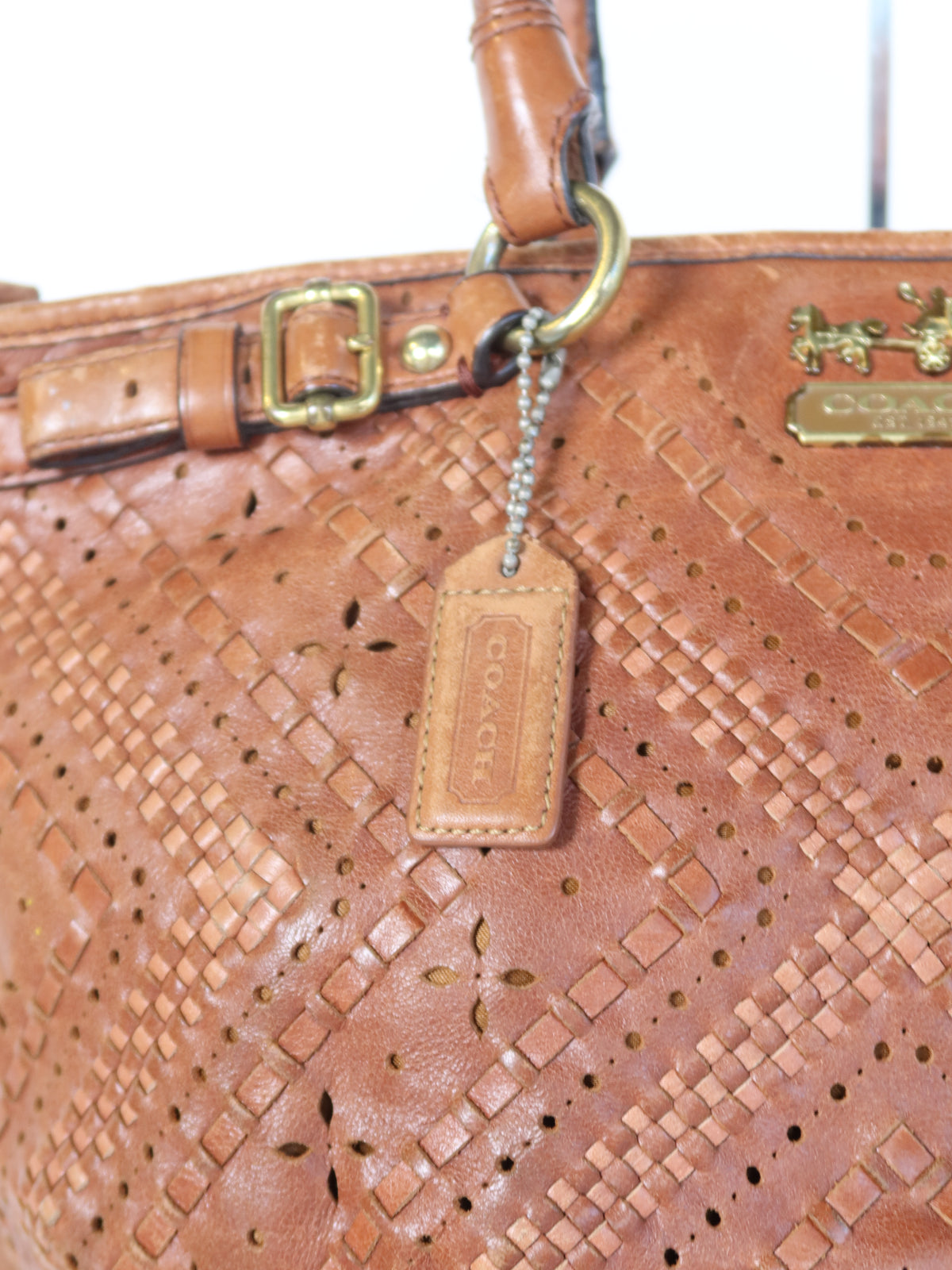 Coach Woven Tan Leather Bag