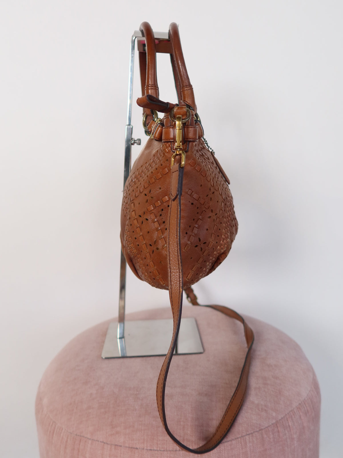Coach Woven Tan Leather Bag