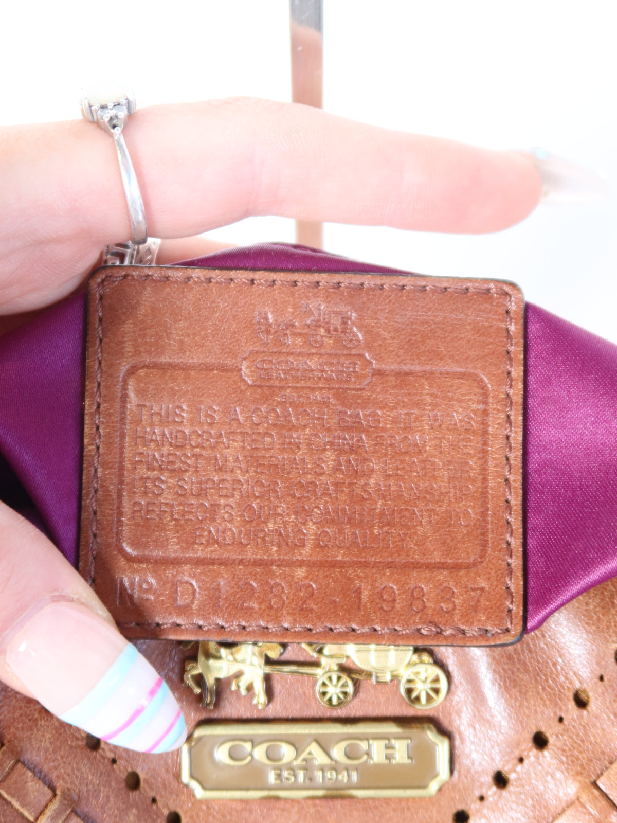 Coach Woven Tan Leather Bag
