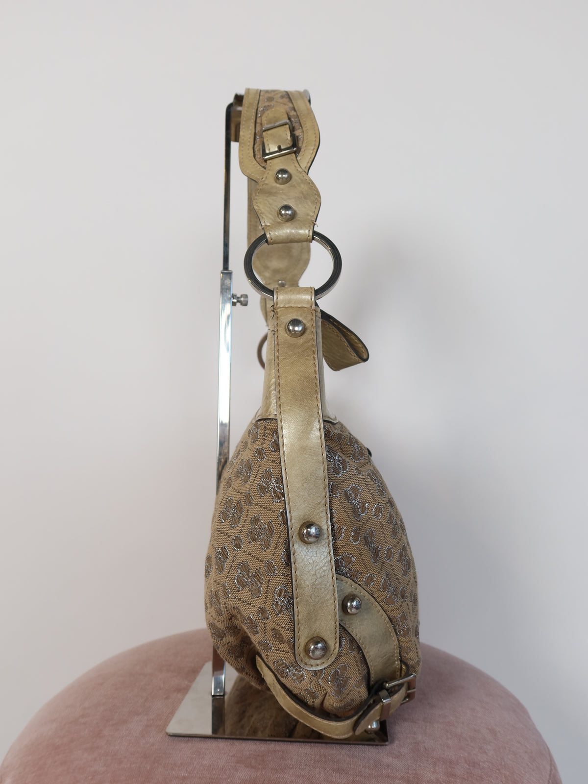 Guess Gold Monogram Hobo Bag