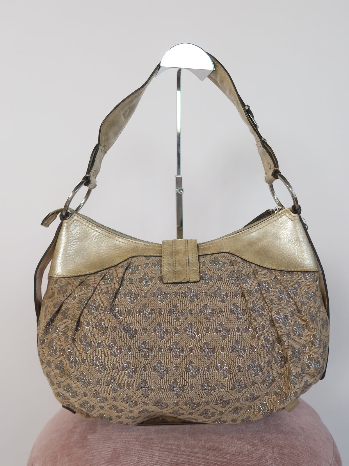Guess Gold Monogram Hobo Bag