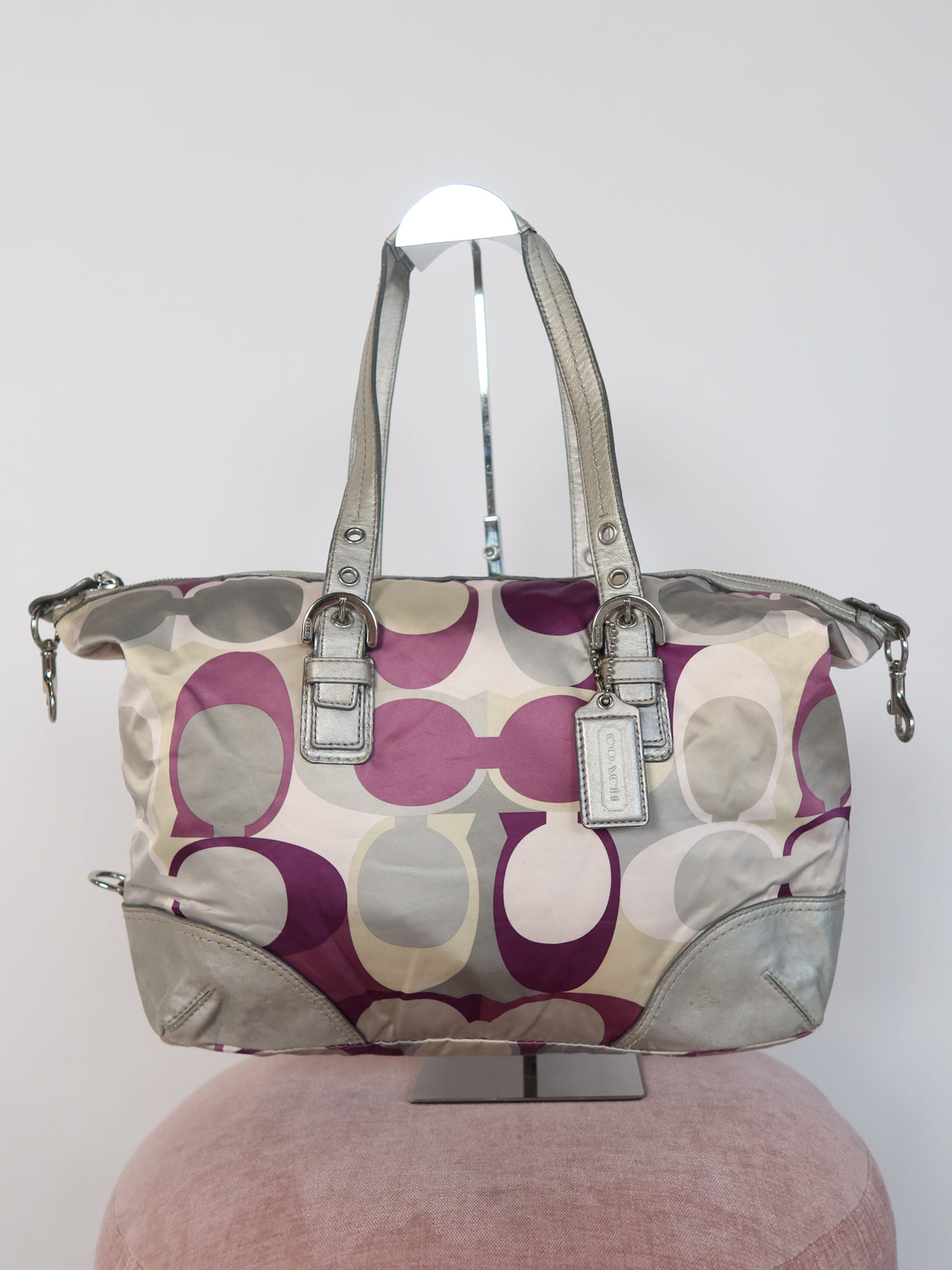 Coach Purple  Metallic Tote Bag