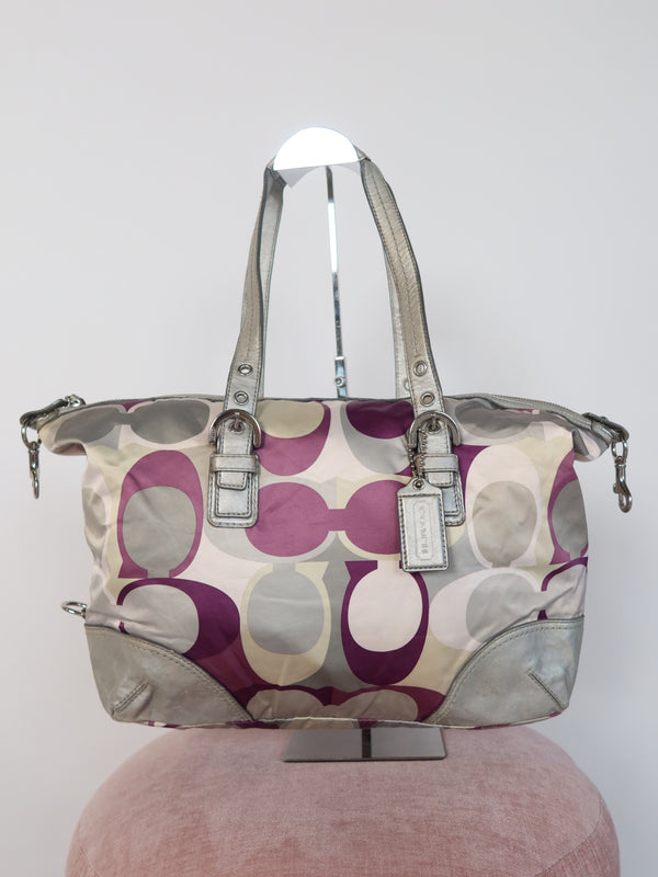 Coach Purple  Metallic Tote Bag