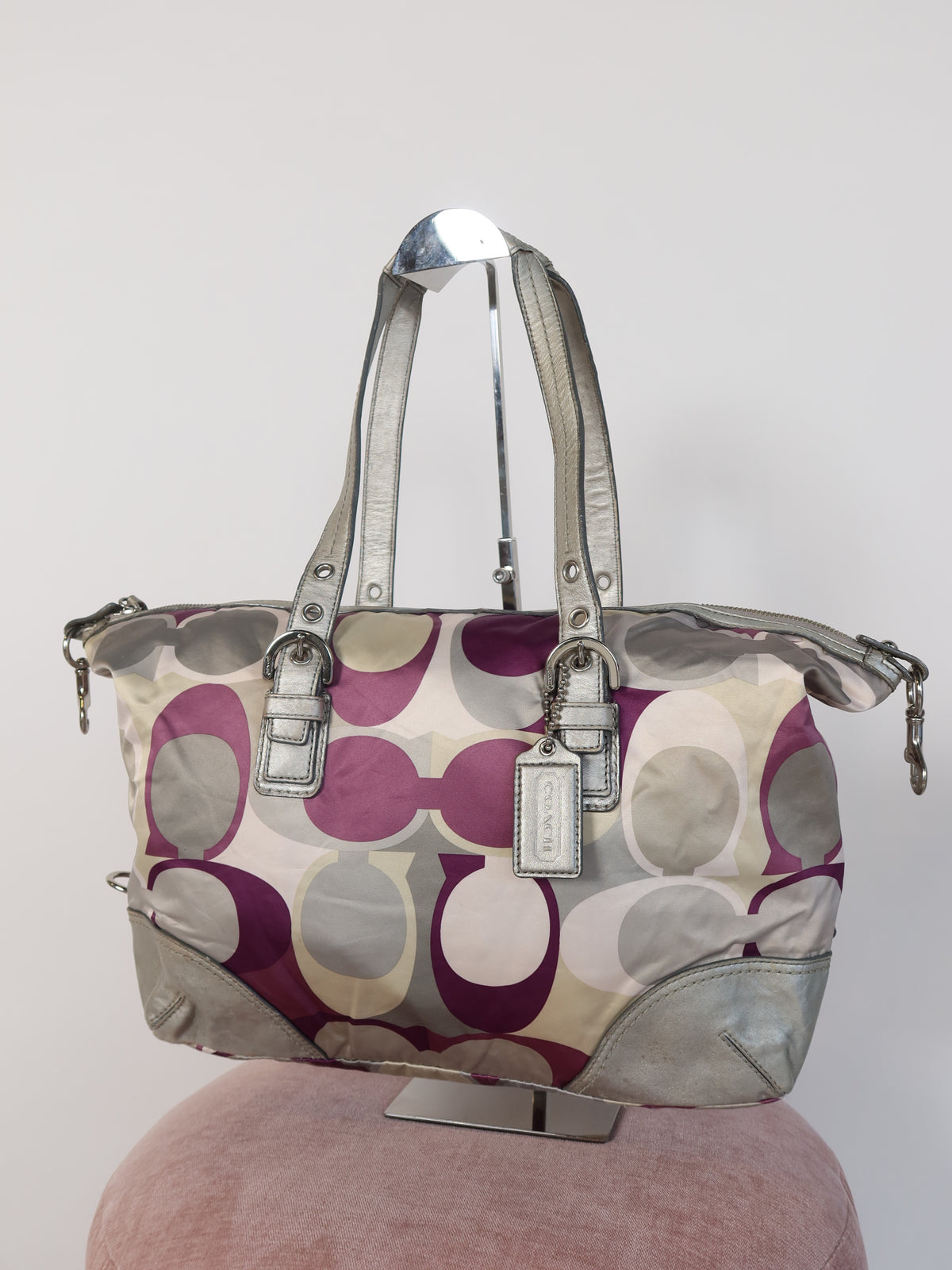 Coach Purple  Metallic Tote Bag
