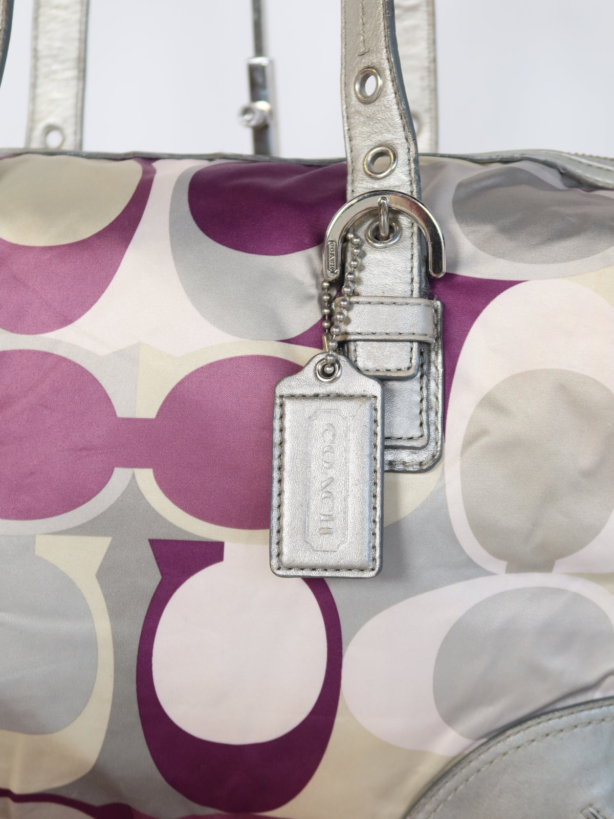 Coach Purple  Metallic Tote Bag