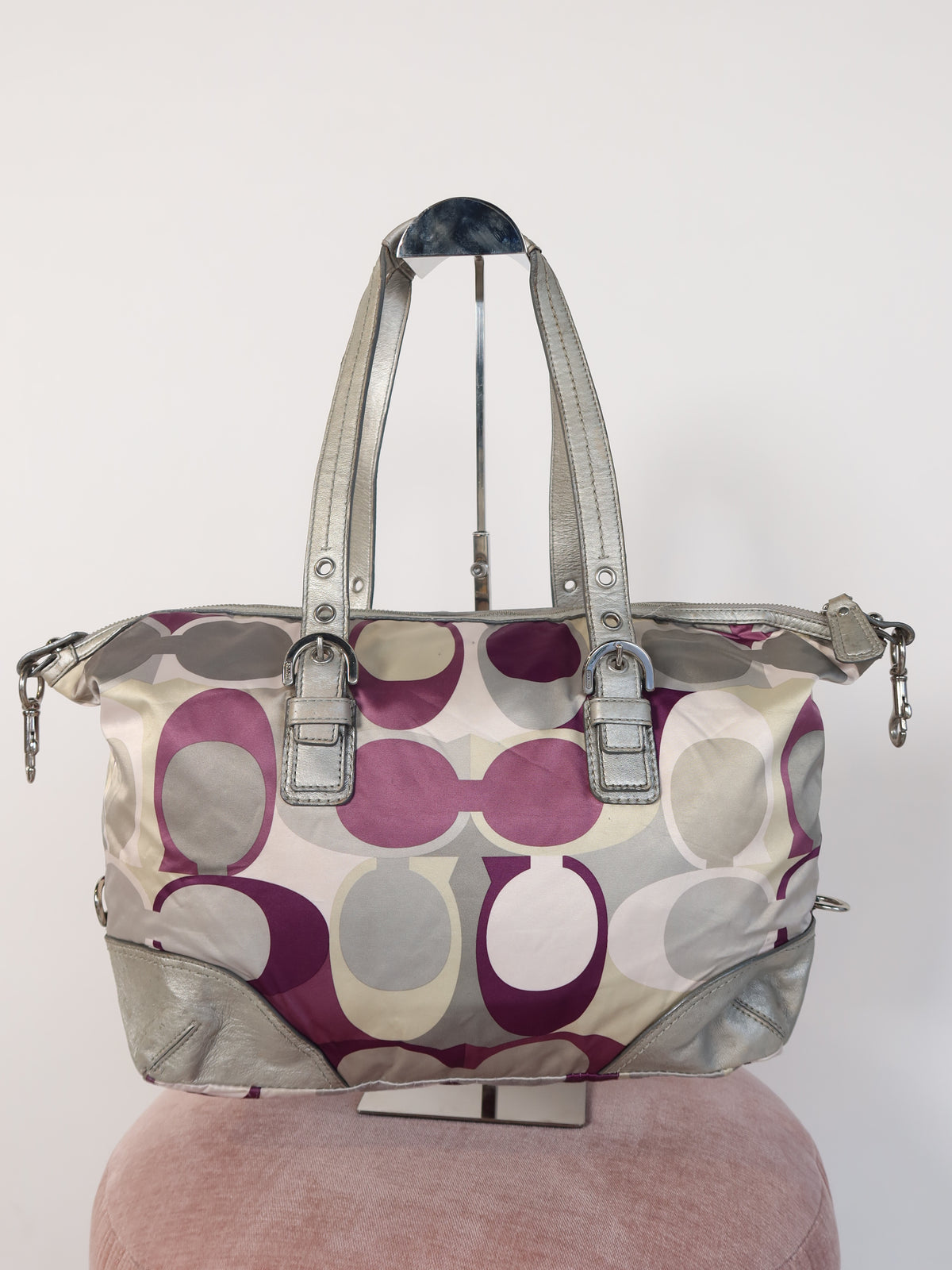 Coach Purple  Metallic Tote Bag