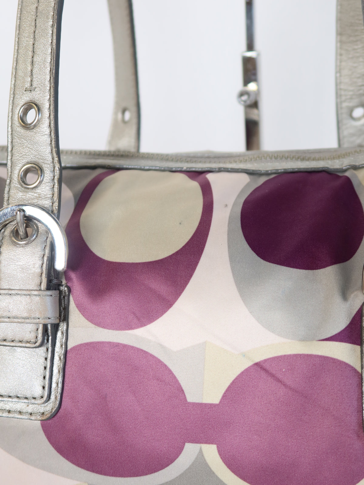 Coach Purple  Metallic Tote Bag