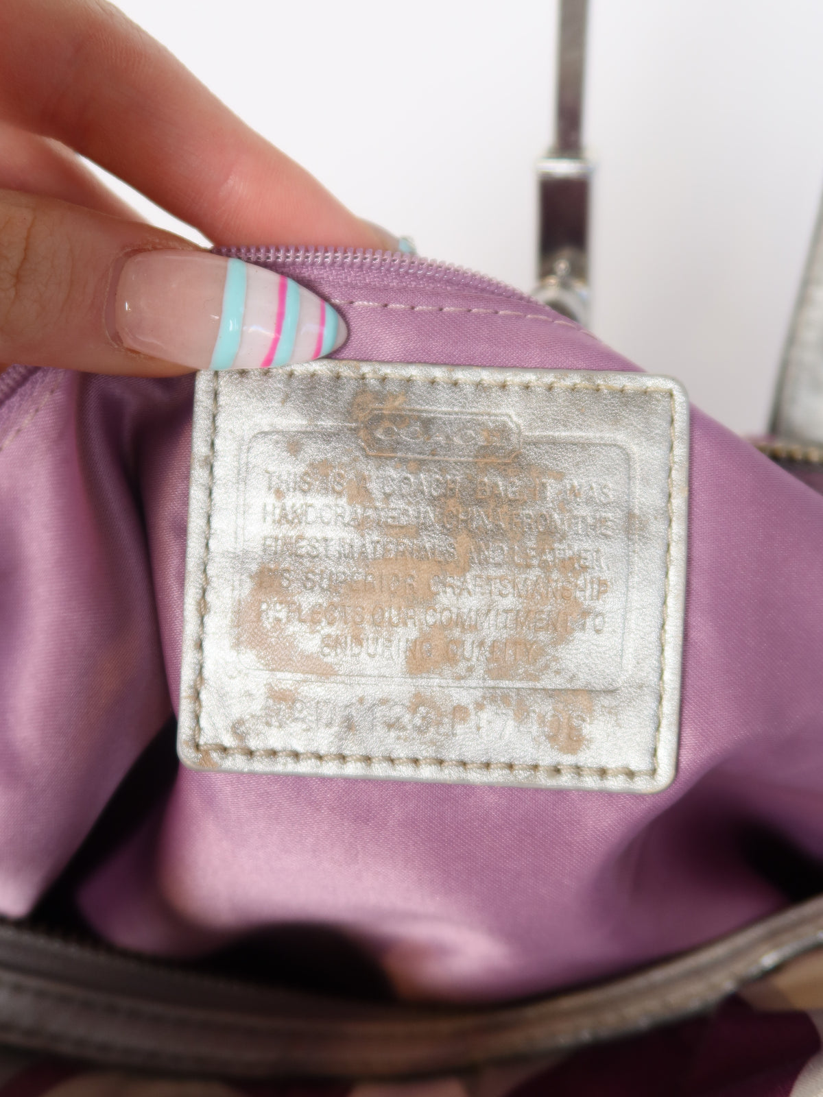 Coach Purple  Metallic Tote Bag