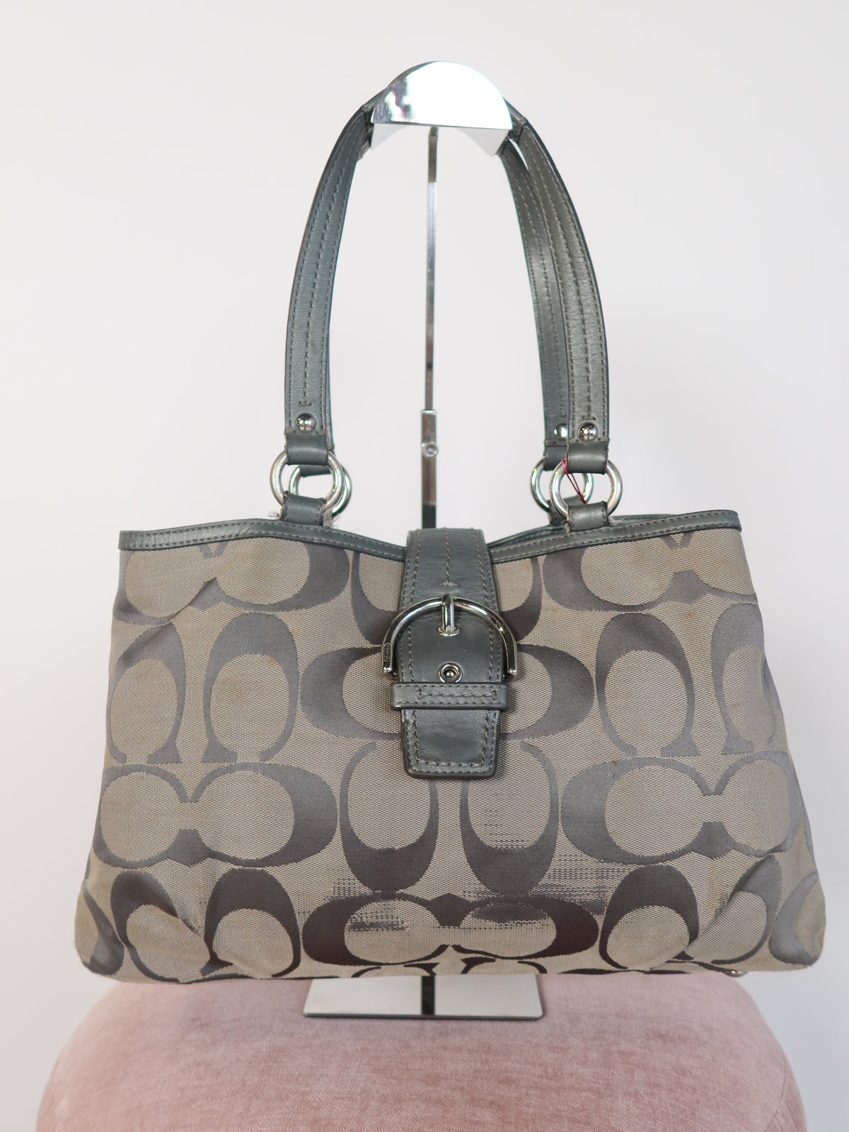 Coach Grey Signature Buckle Tote Bag