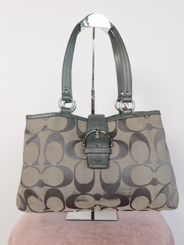 Coach Grey Signature Buckle Tote Bag