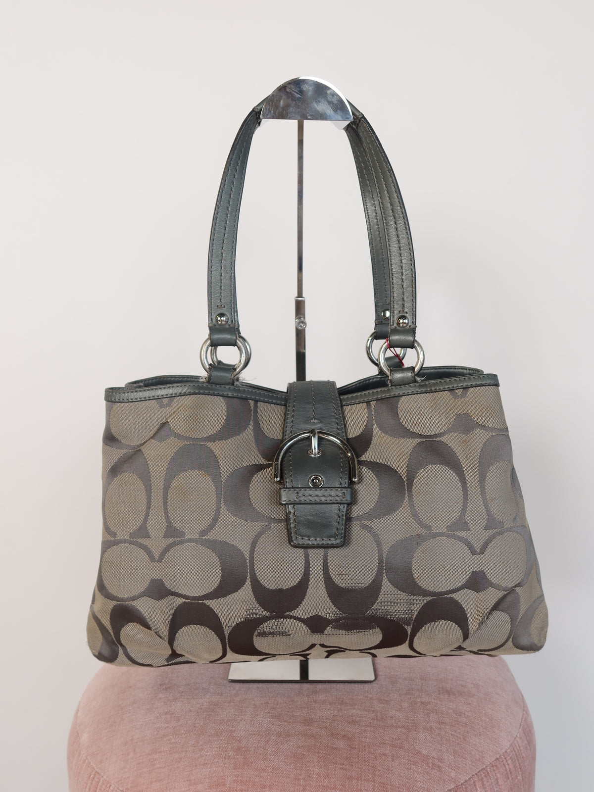 Coach Grey Signature Buckle Tote Bag