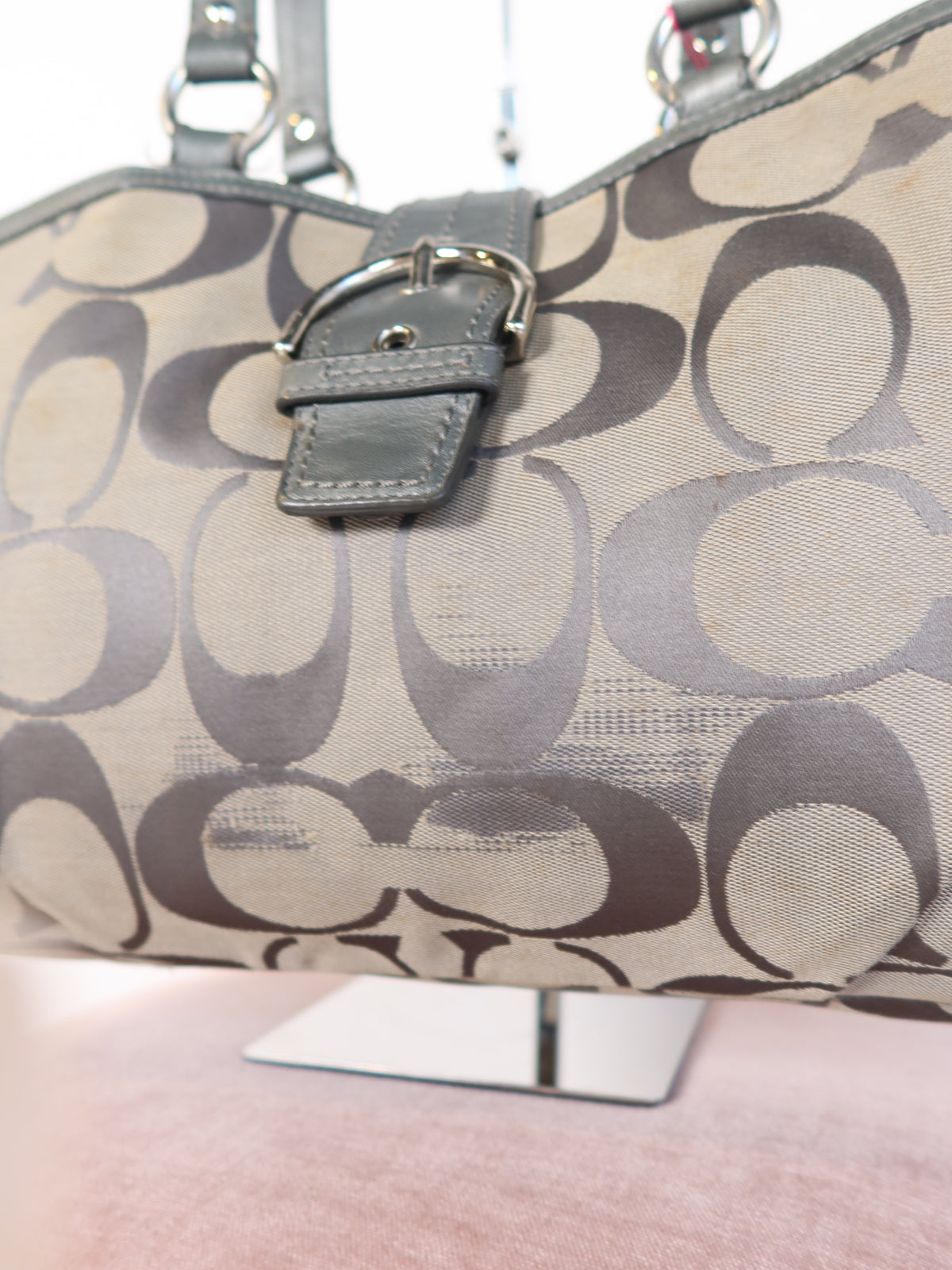 Coach Grey Signature Buckle Tote Bag