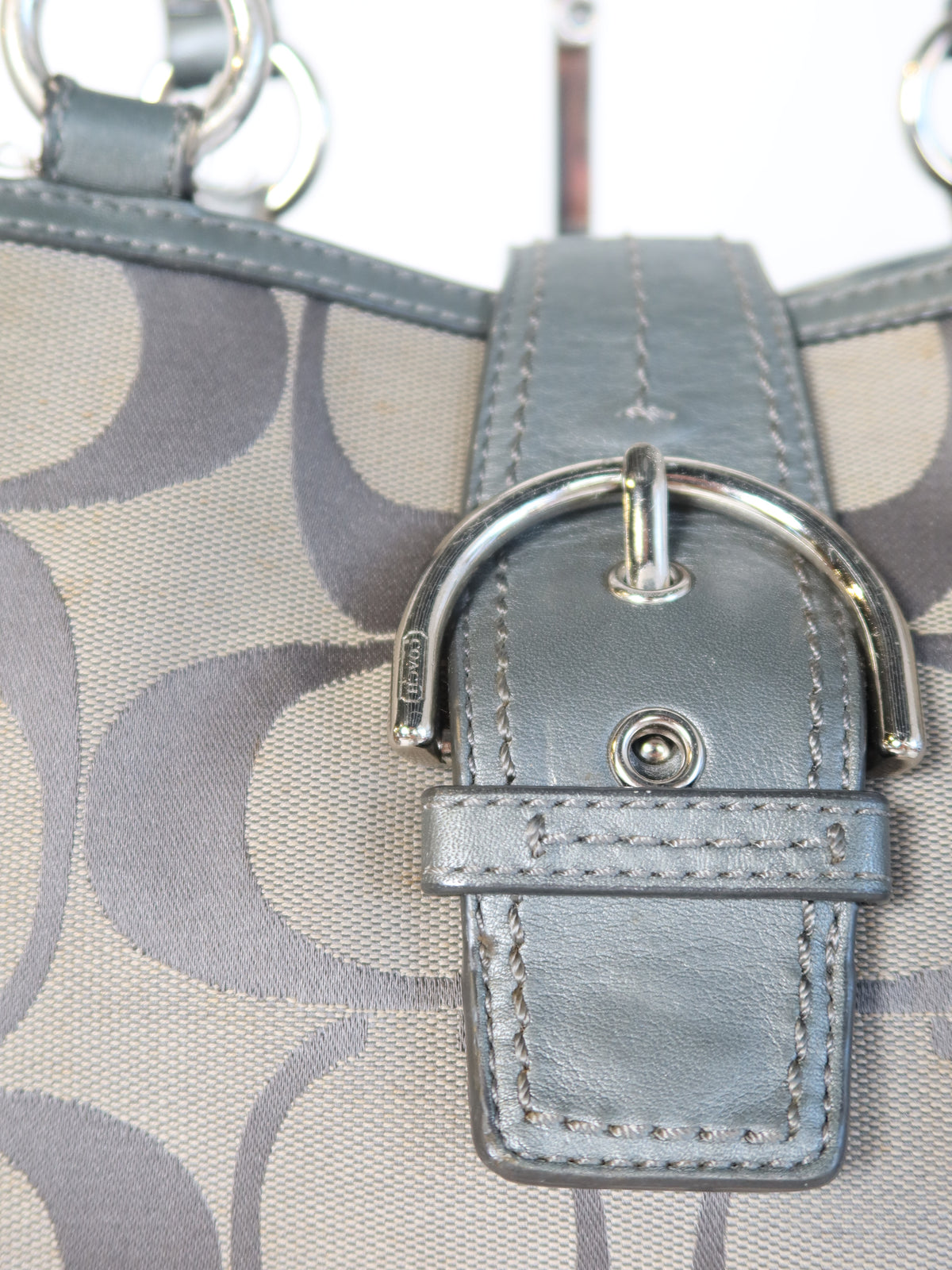 Coach Grey Signature Buckle Tote Bag