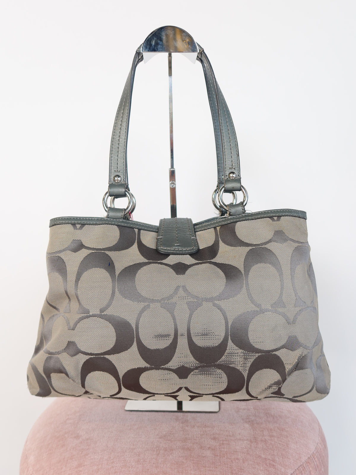 Coach Grey Signature Buckle Tote Bag
