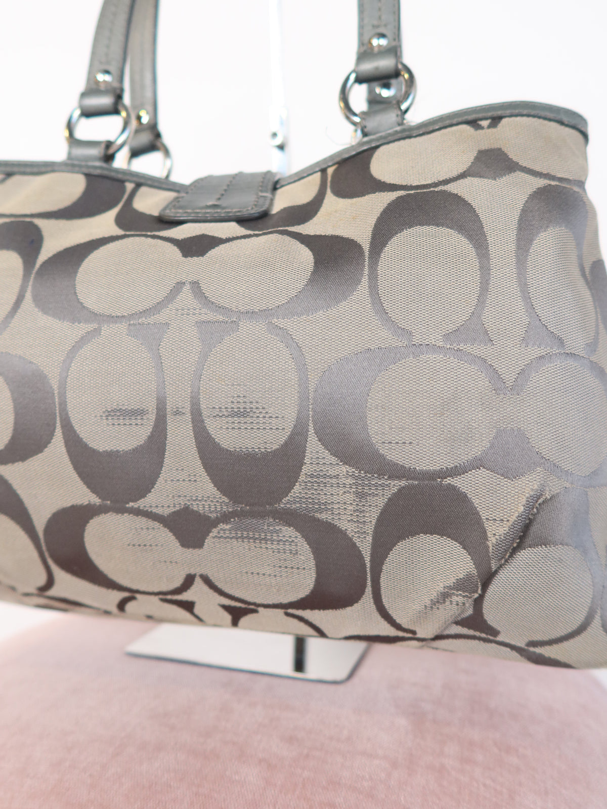 Coach Grey Signature Buckle Tote Bag