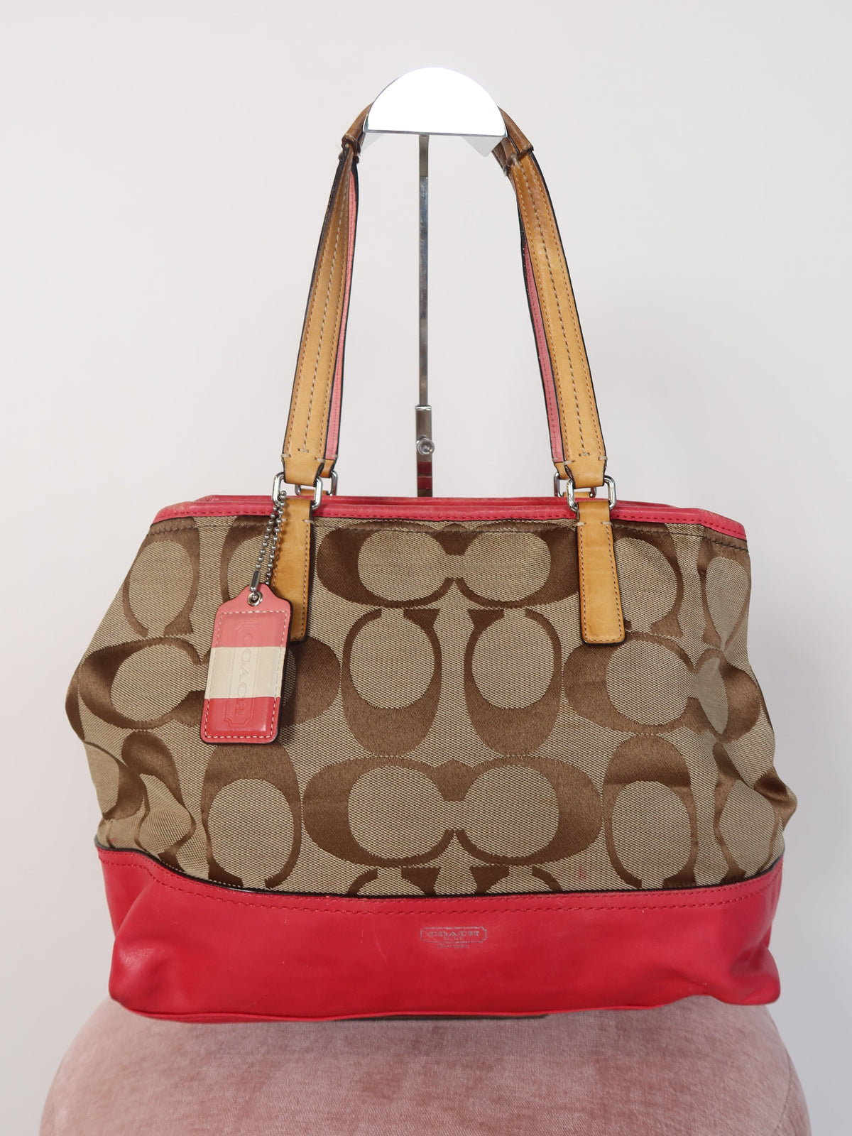 Coach Signature Red Trim Tote Bag
