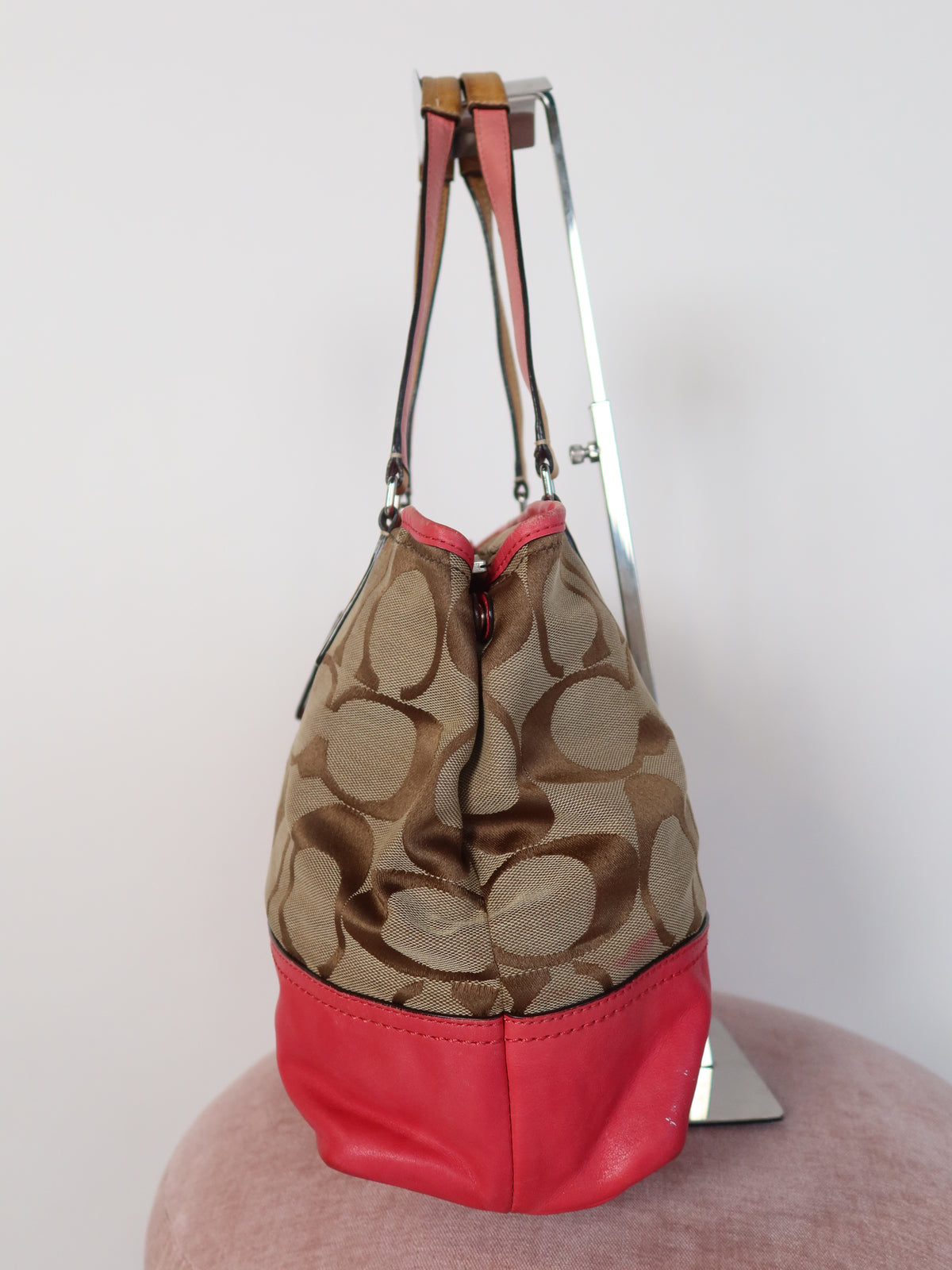 Coach Signature Red Trim Tote Bag