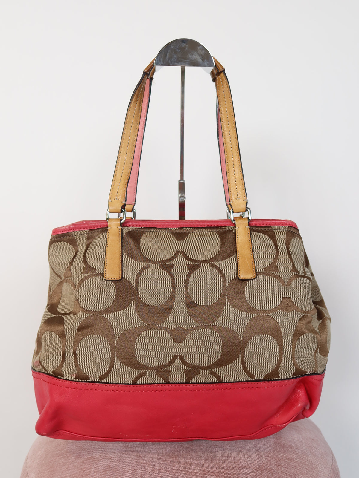 Coach Signature Red Trim Tote Bag