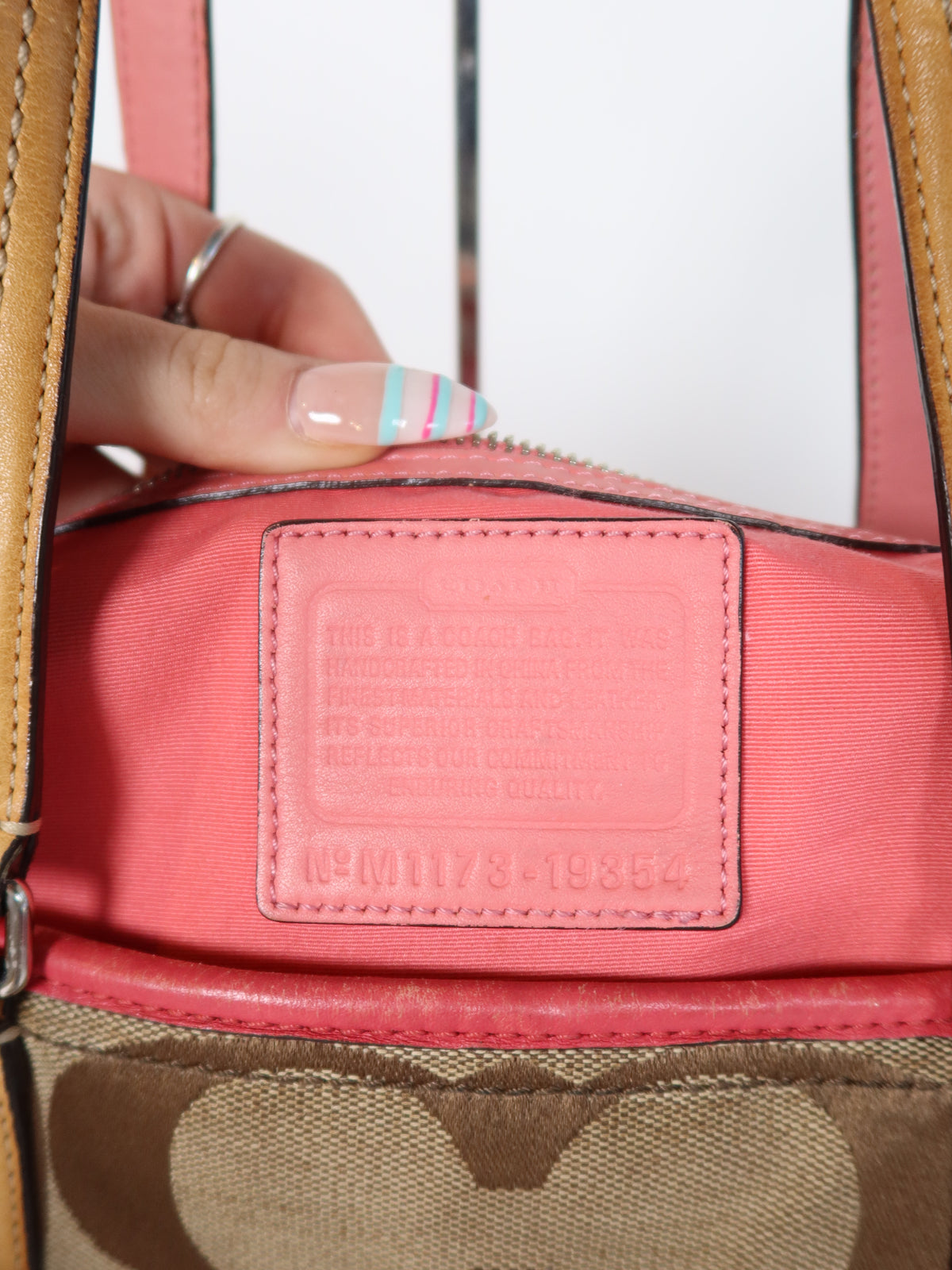Coach Signature Red Trim Tote Bag