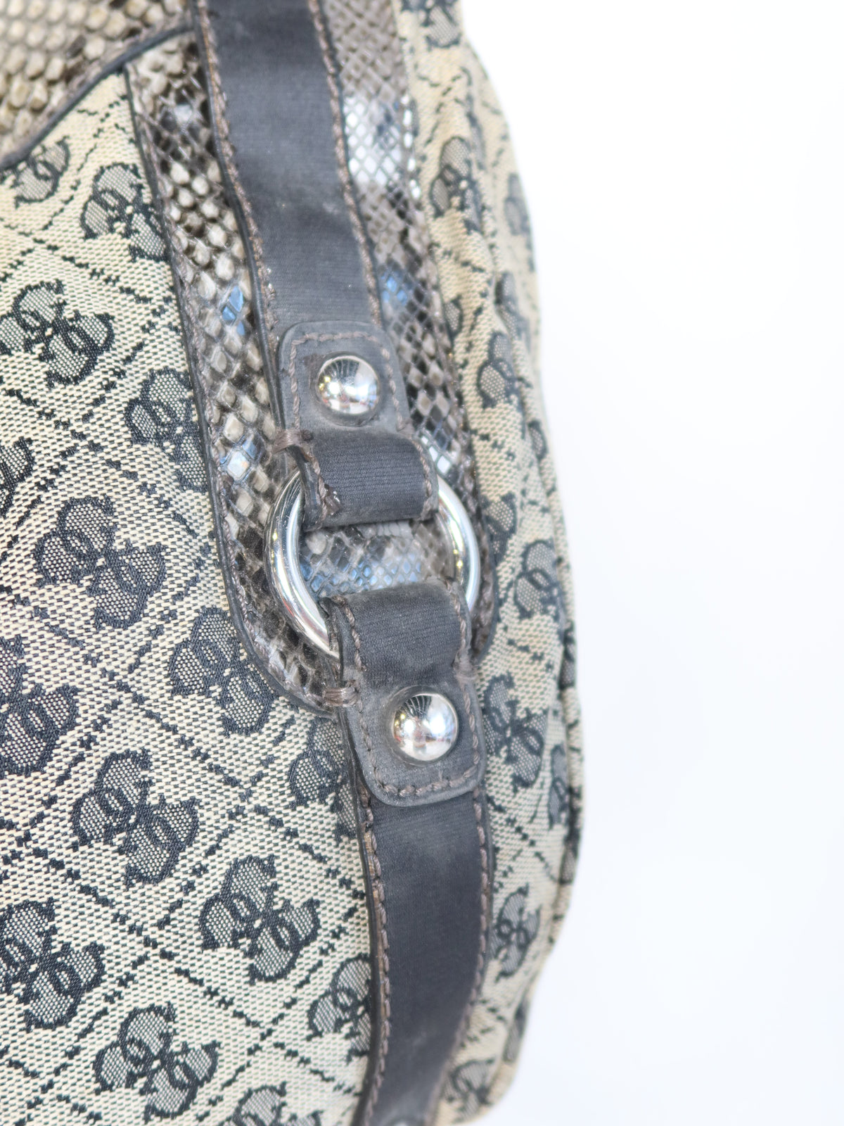 Guess Monogram Python Trim Hobo Bag
