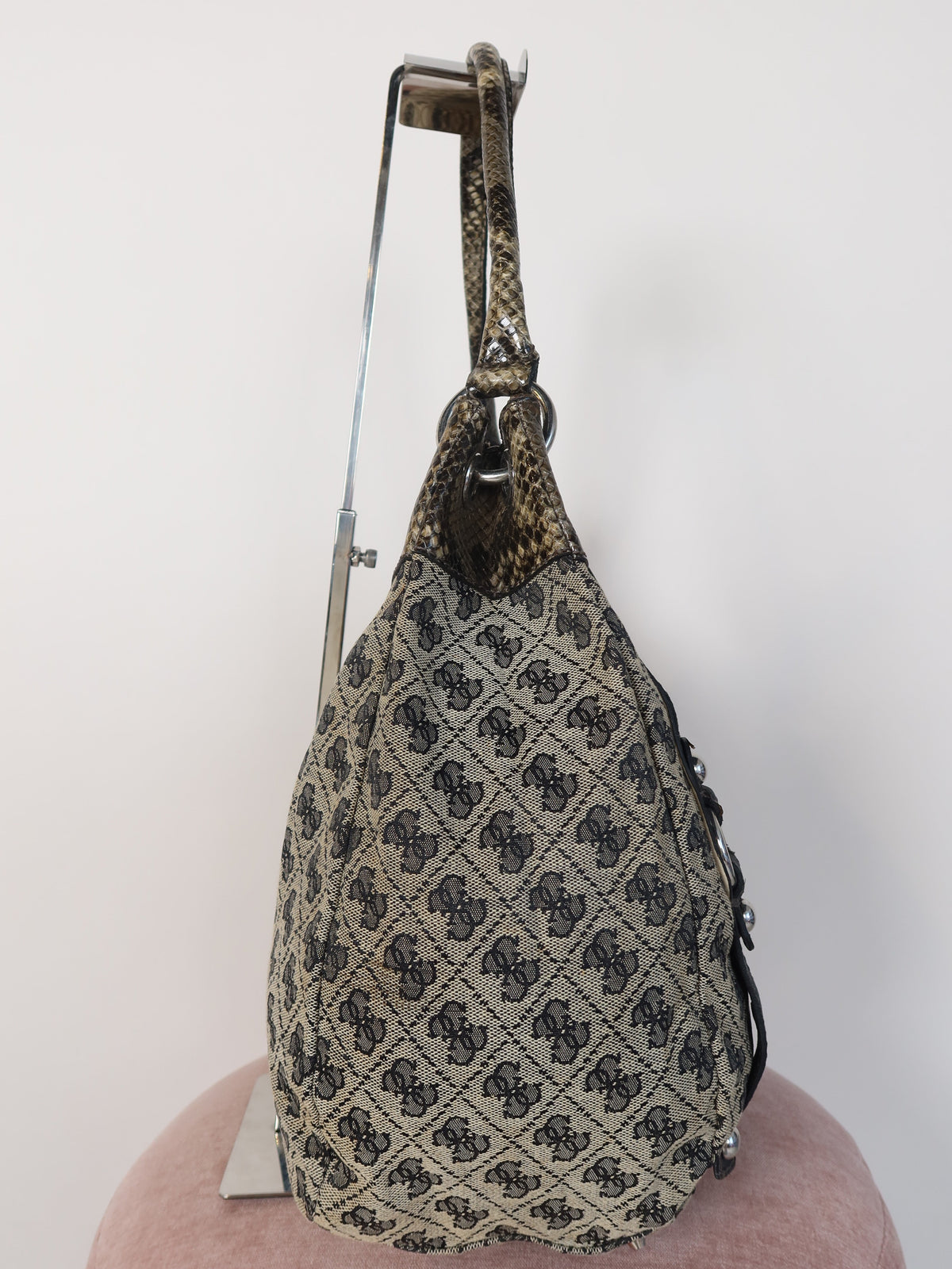 Guess Monogram Python Trim Hobo Bag