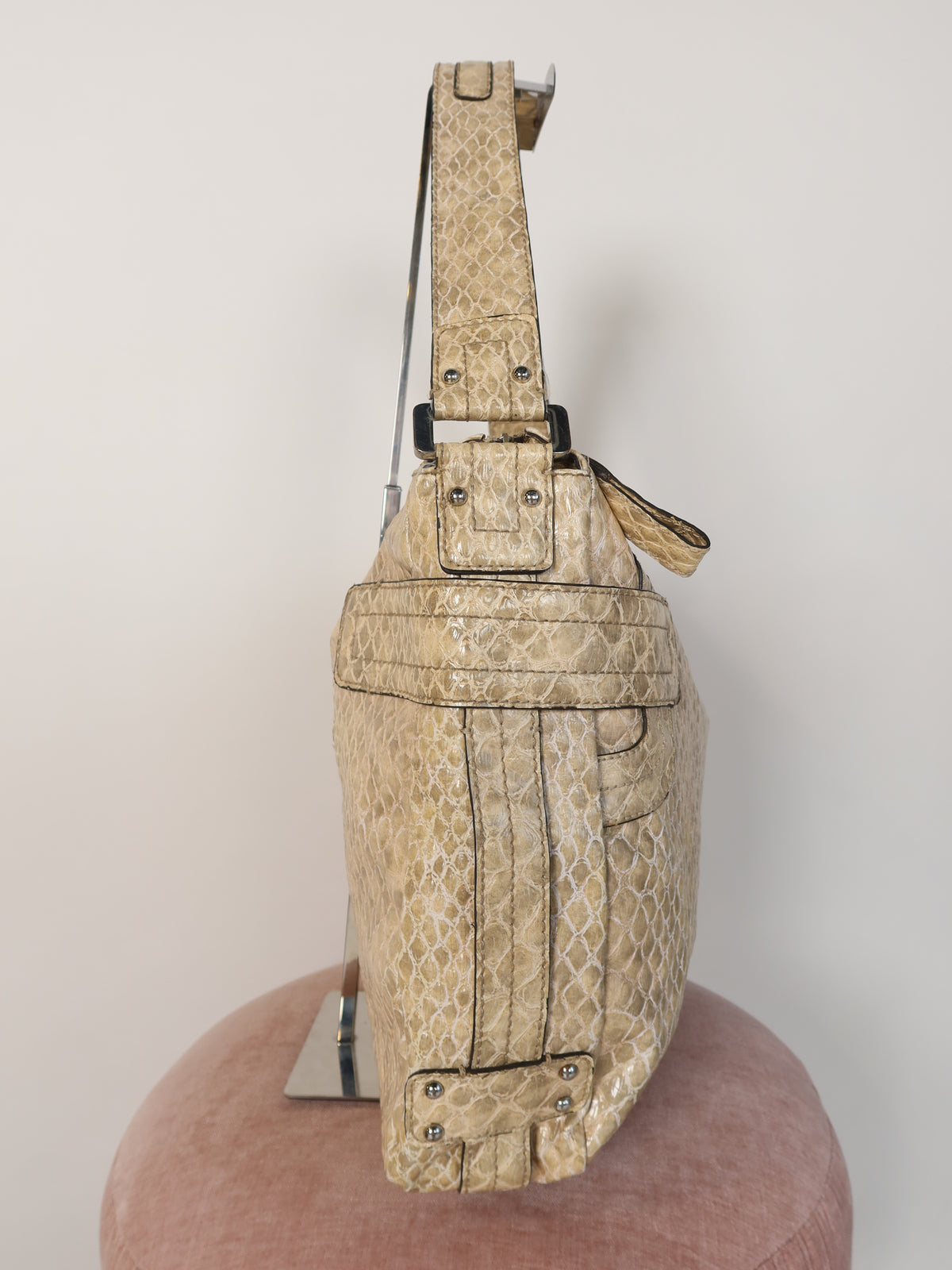Guess Beige Snakeskin Hobo Bag