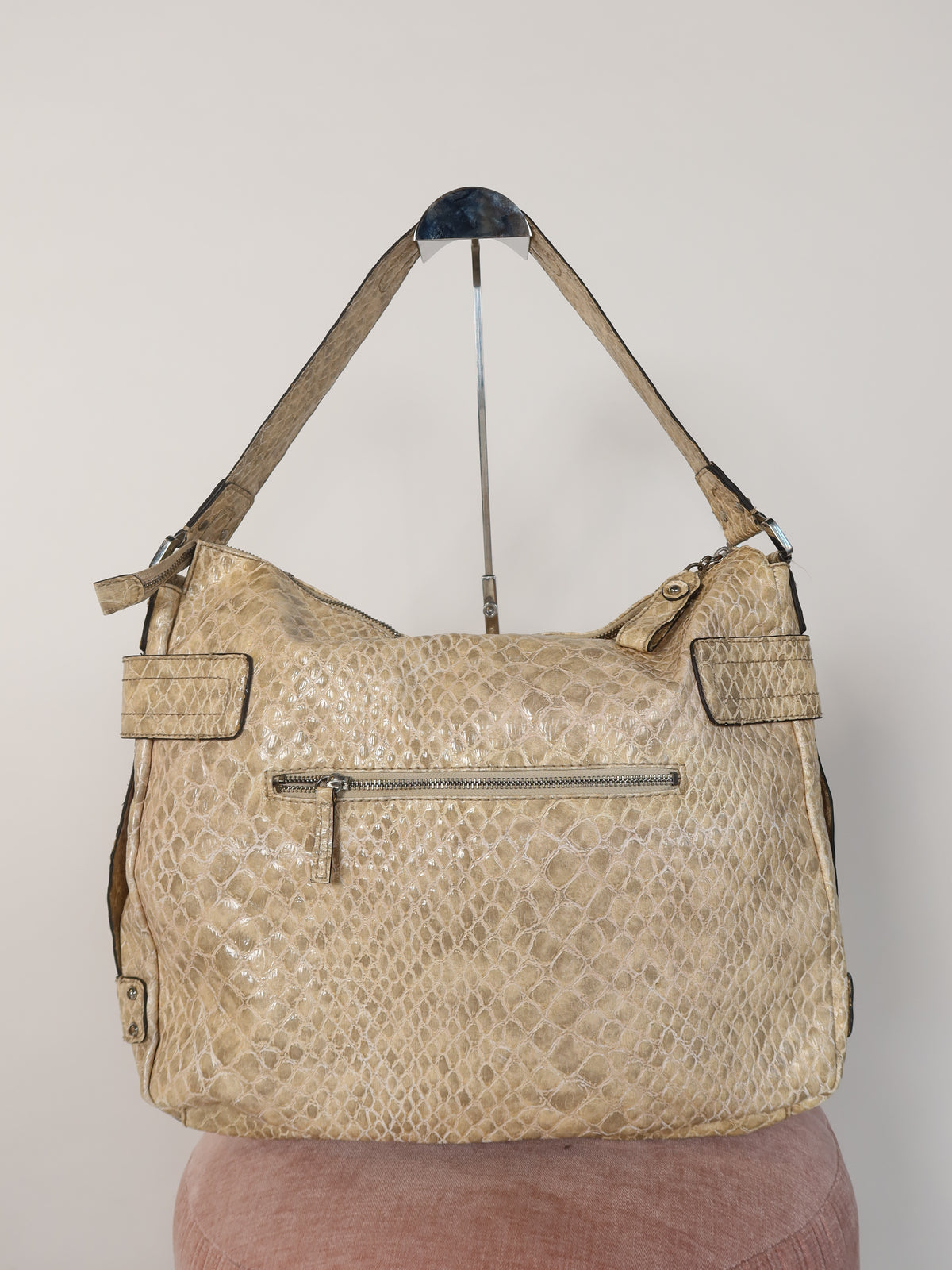 Guess Beige Snakeskin Hobo Bag