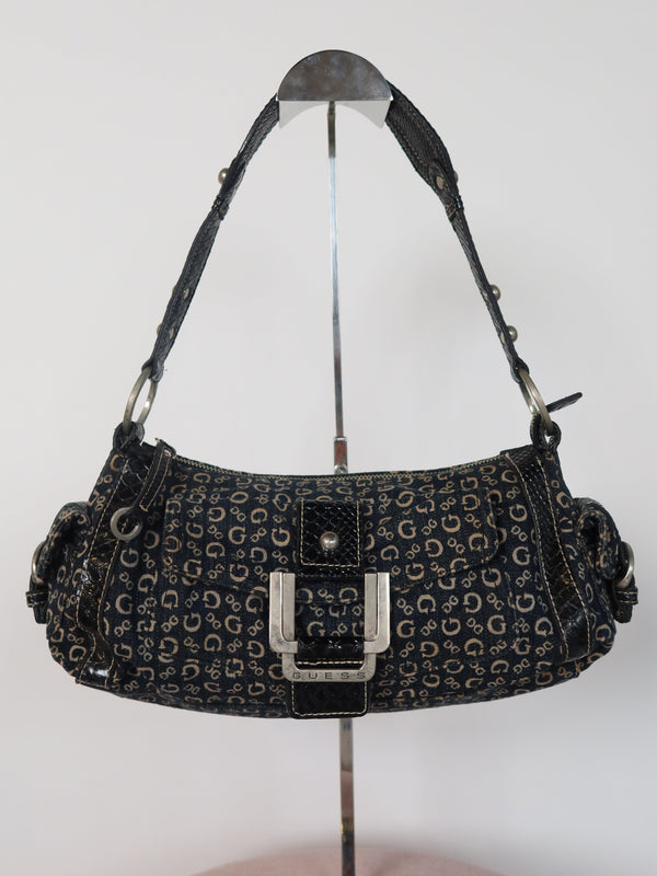 Guess Denim Monogram Shoulder Bag