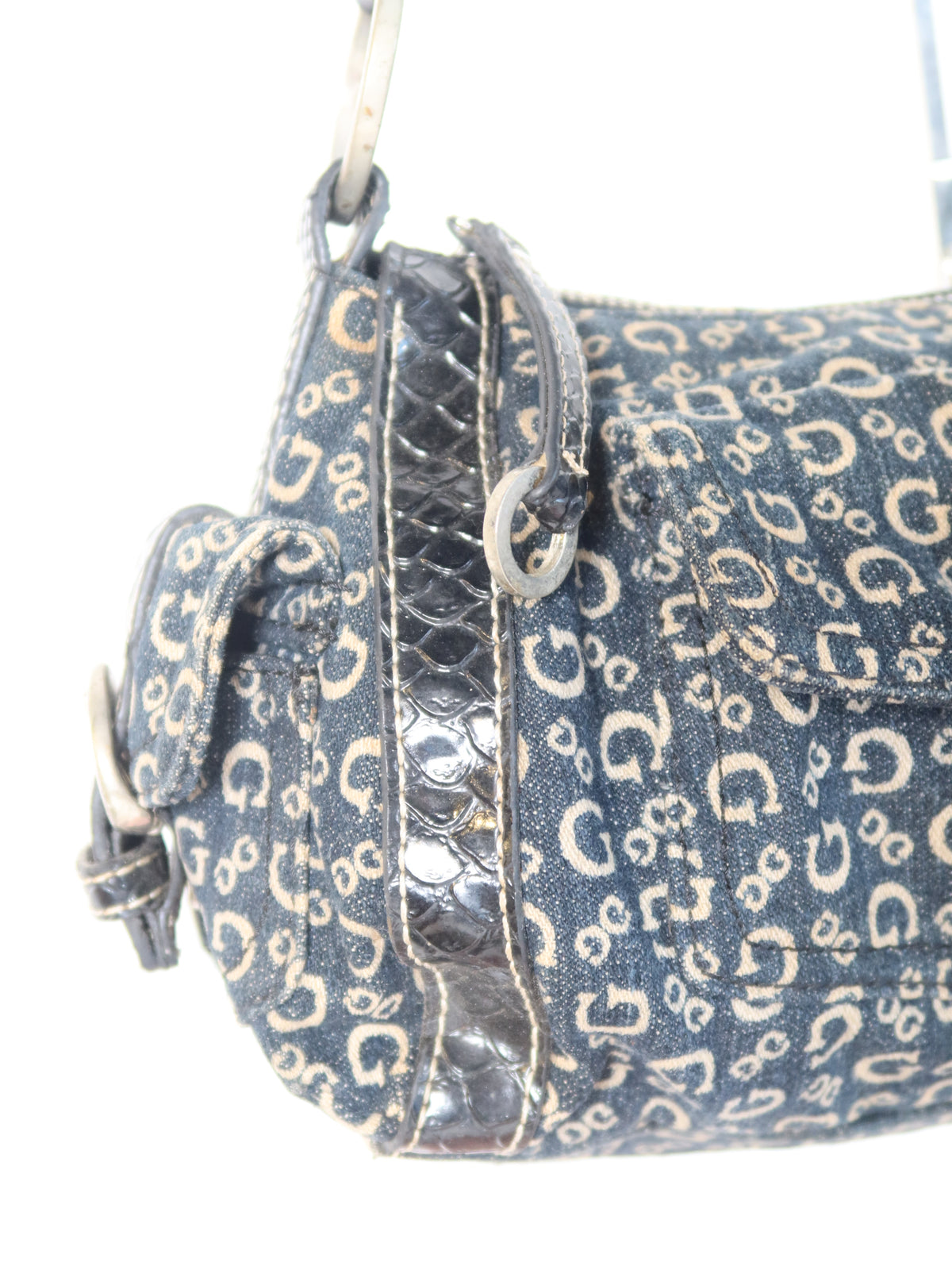 Guess Denim Monogram Shoulder Bag