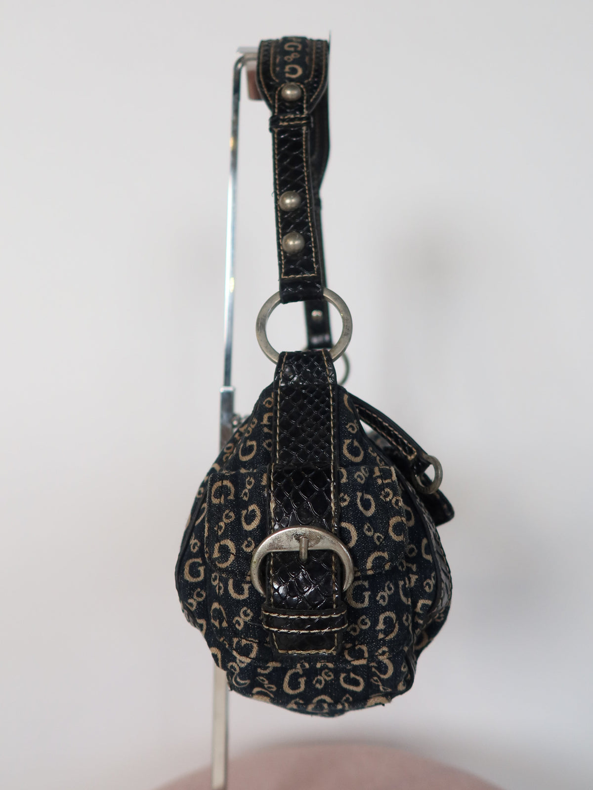Guess Denim Monogram Shoulder Bag