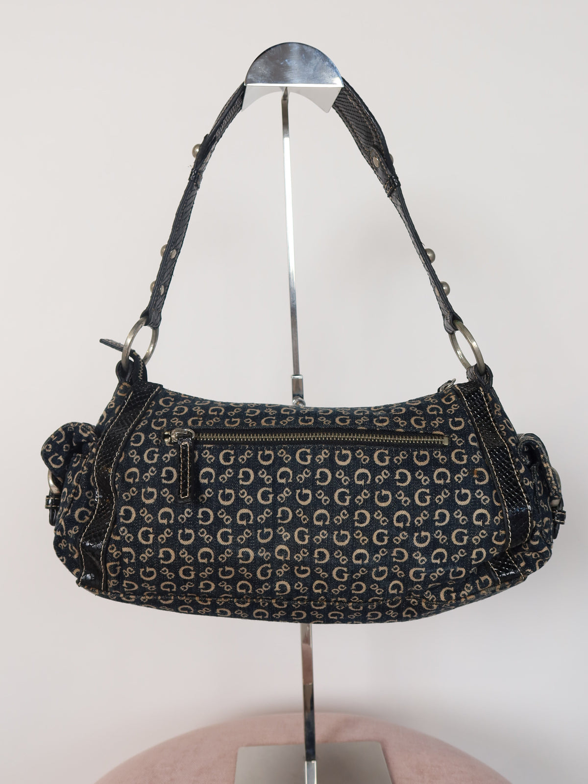 Guess Denim Monogram Shoulder Bag