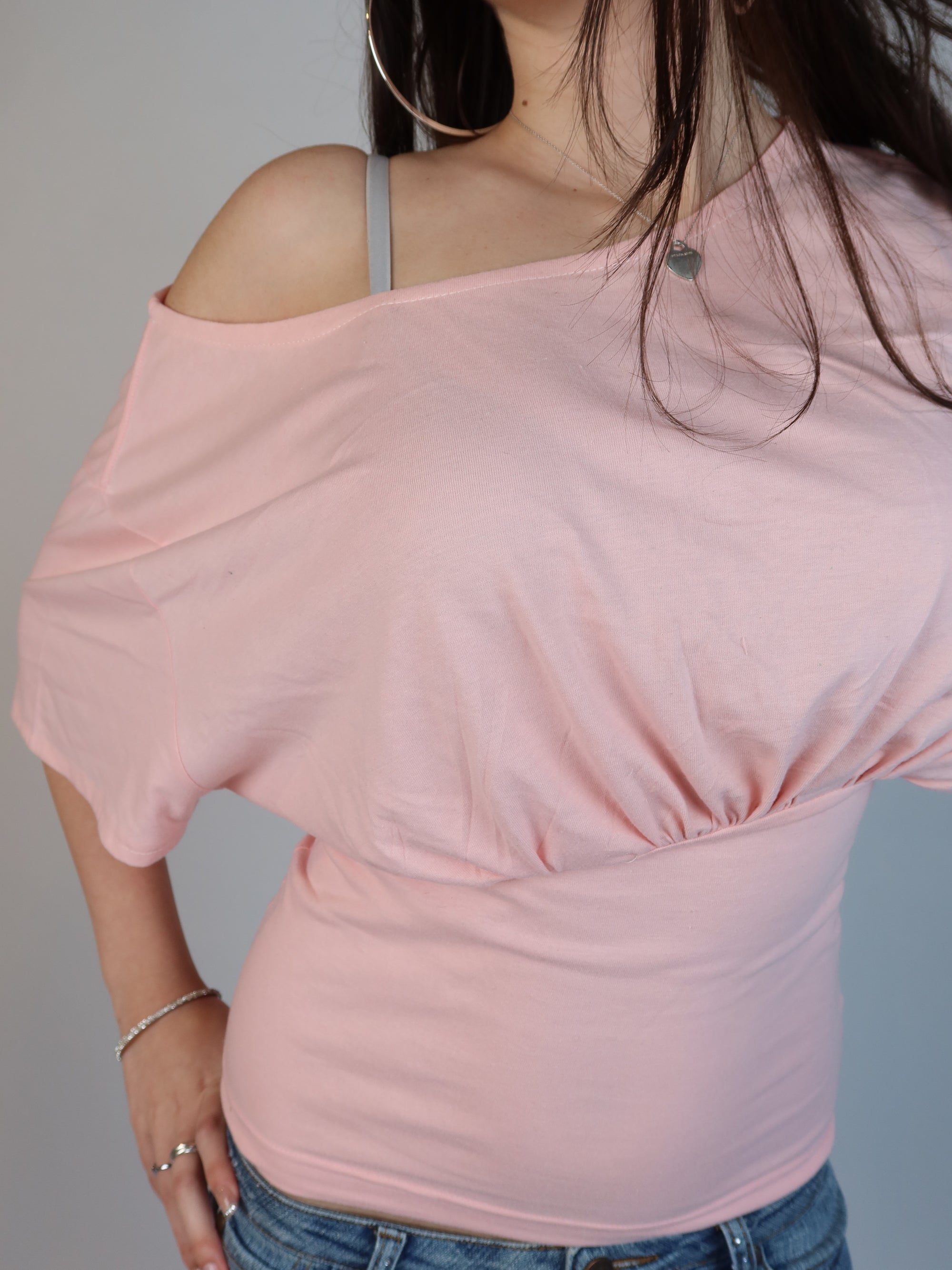Y2k Pink Batwing Top S/M