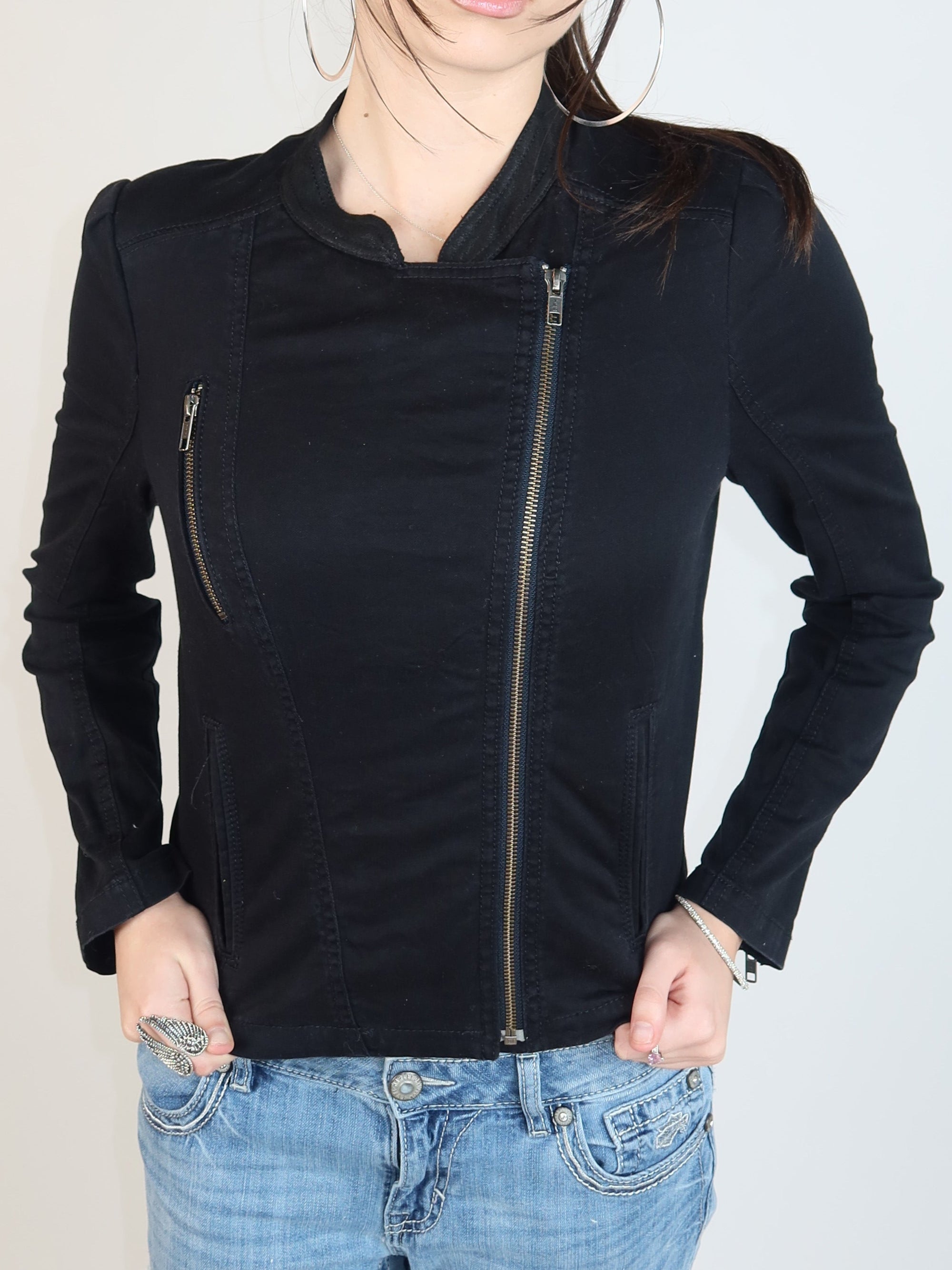 00's Zip-Up Denim Jacket S