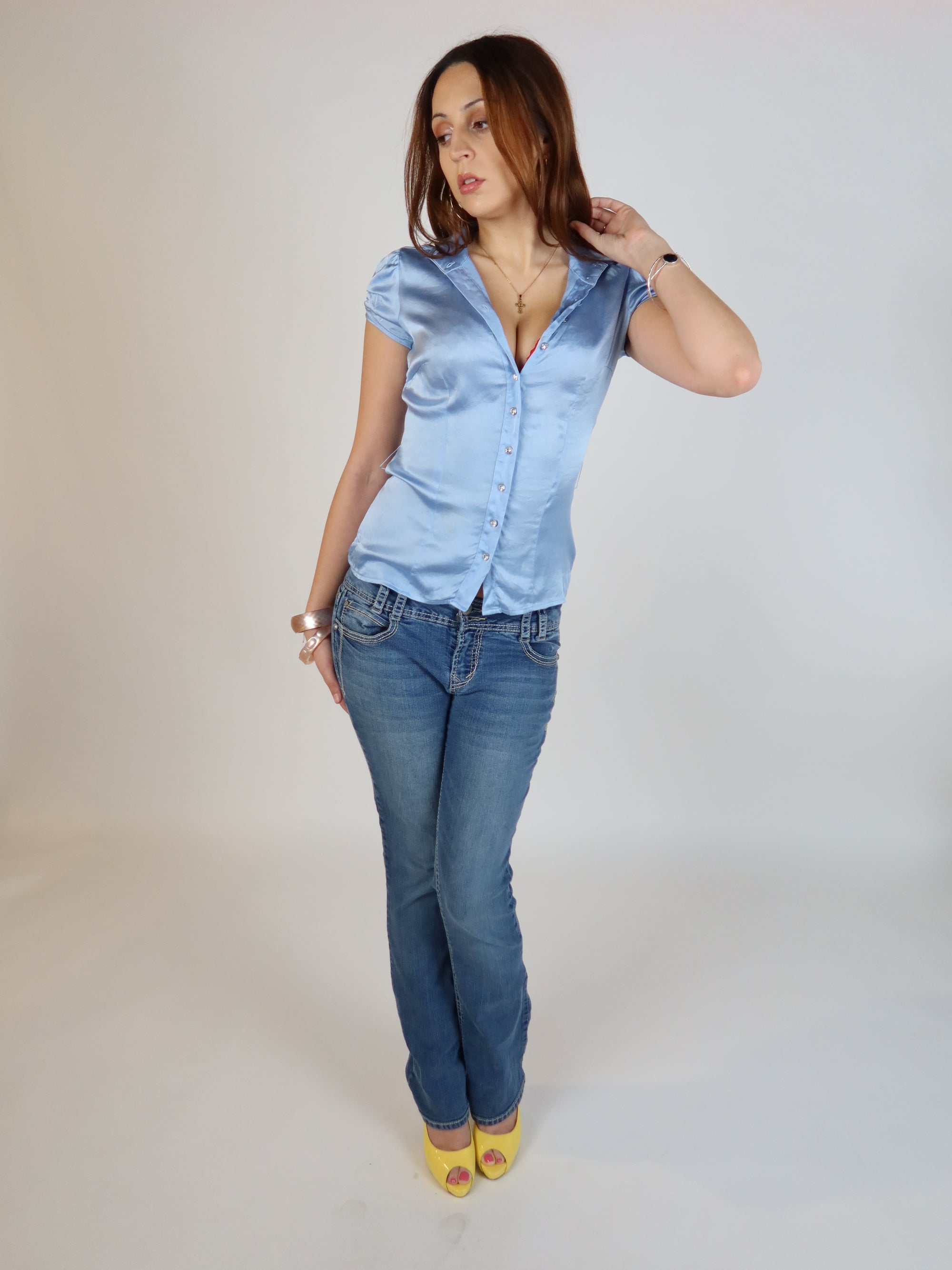 Y2K Bebe Silk Button Up XS/S