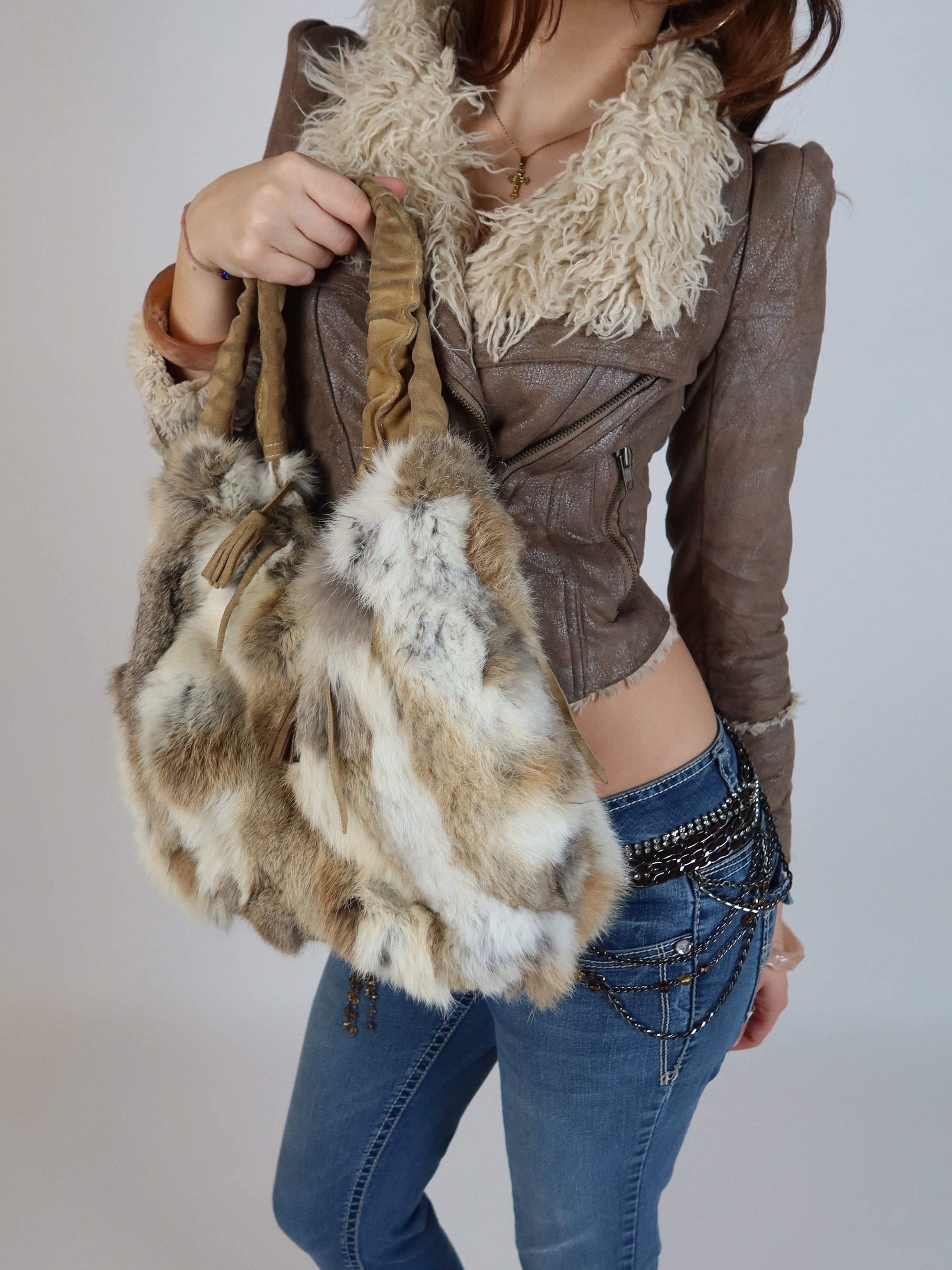 Vtg Rabbit Fur Bag