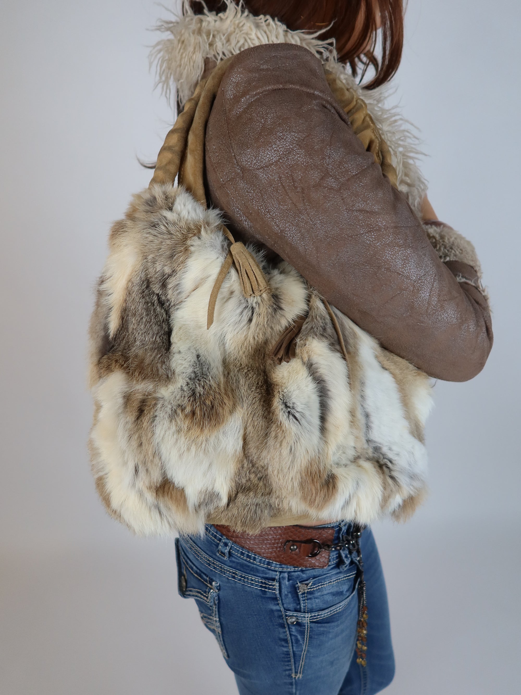 Vtg Rabbit Fur Bag